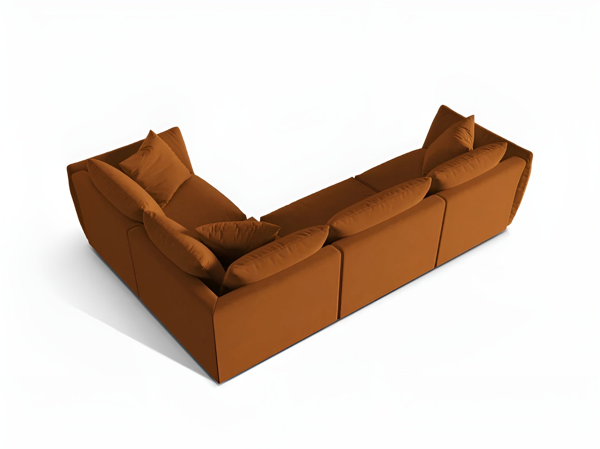 Velvet corner sofa for 4 people right-sided CHRIS terracotta
