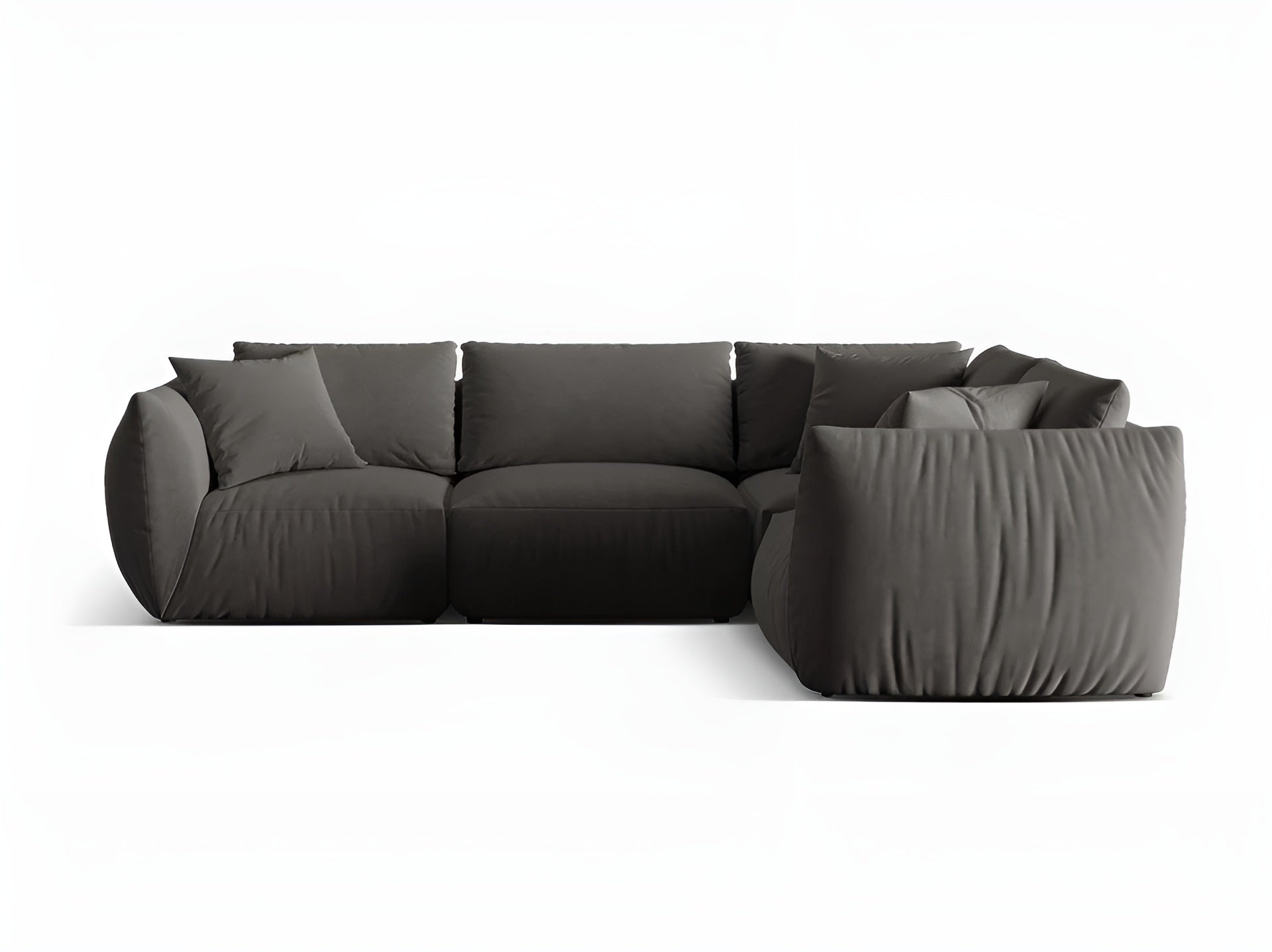 Samt-Ecksofa für 4 Personen rechtsseitig CHRIS dunkelgrau