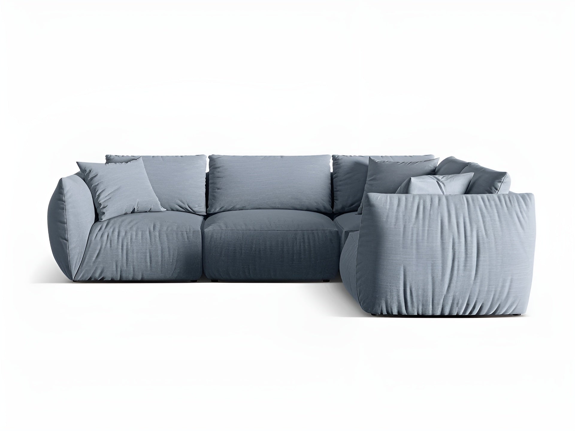 Right-facing 4-seater corner sofa CHRIS light blue chenille