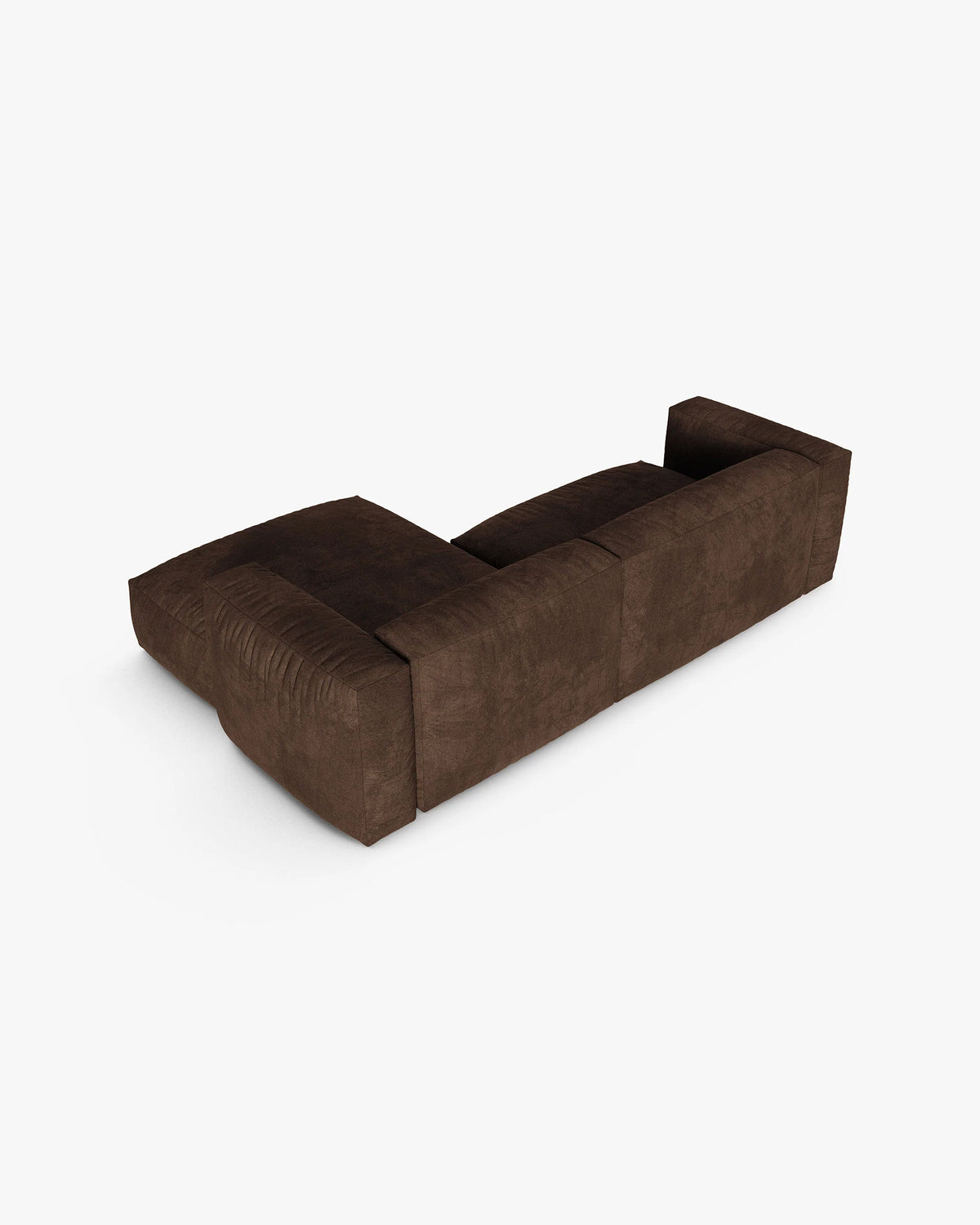 Fluwelen hoekbank rechts 2-zits MARTINA XL chocolade