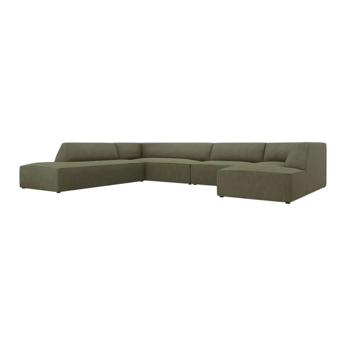 U-vormige corduroy hoekbank RUBY groen