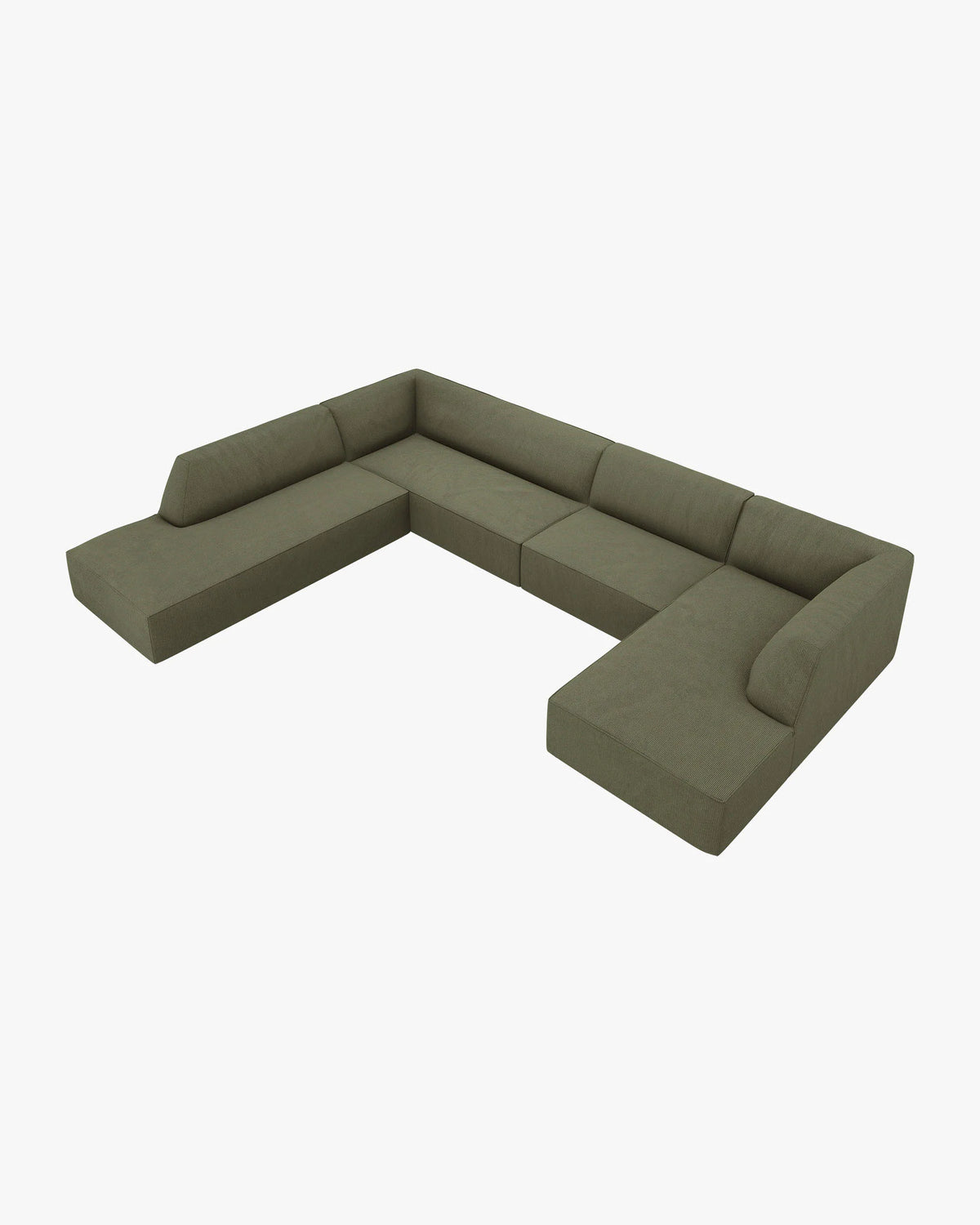 U-vormige corduroy hoekbank RUBY groen