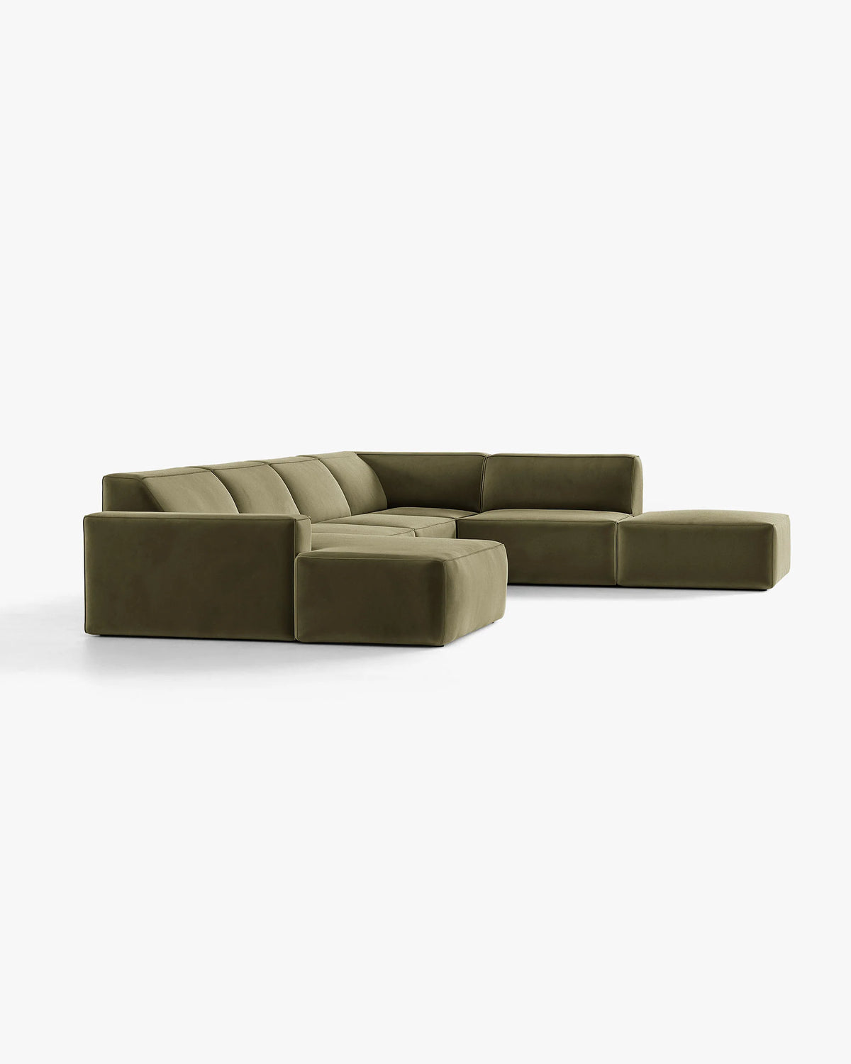 Sofa panoramisch fluweel rechts JODIE groen