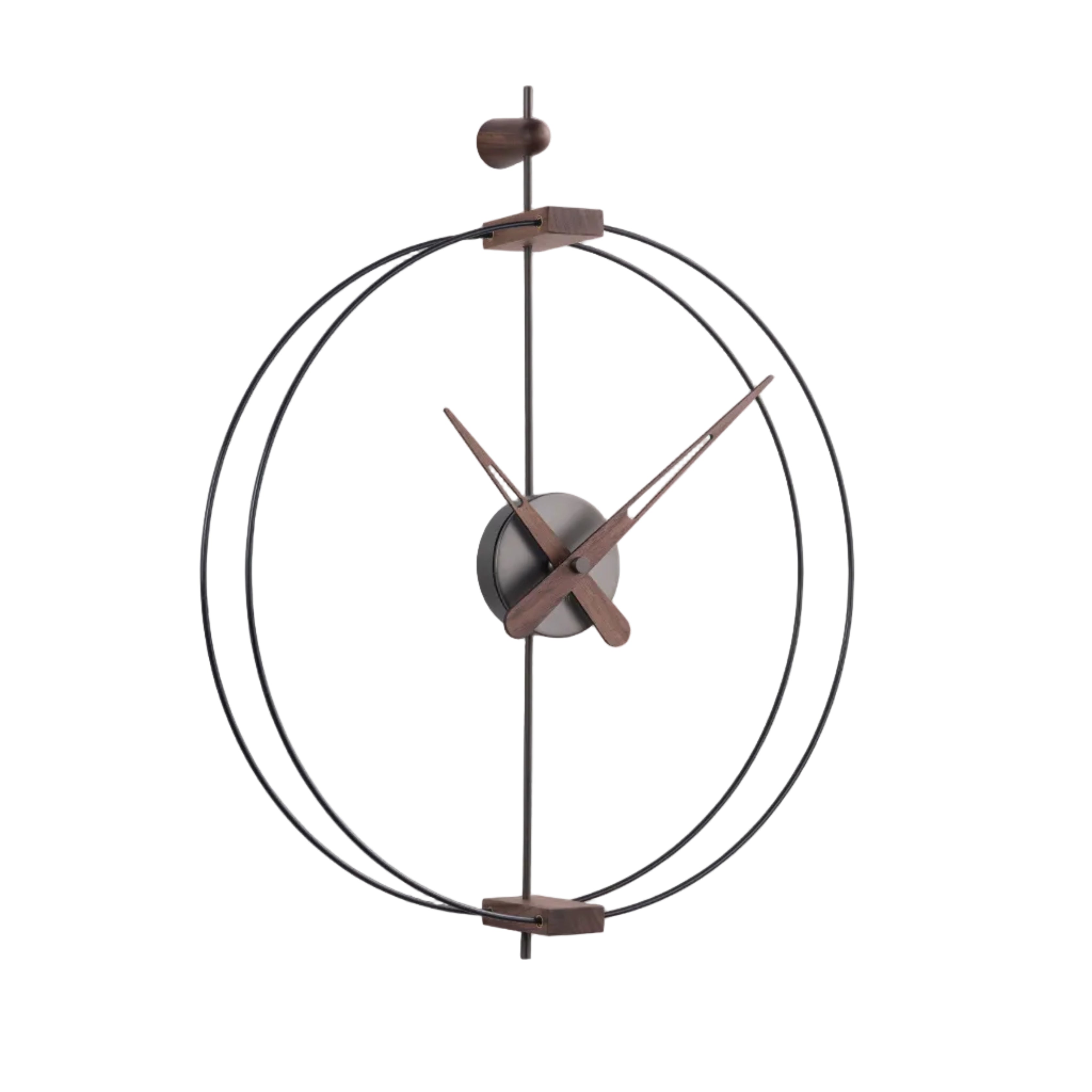 Wall Clock MICRO BARCELONA walnut wood with black and gray