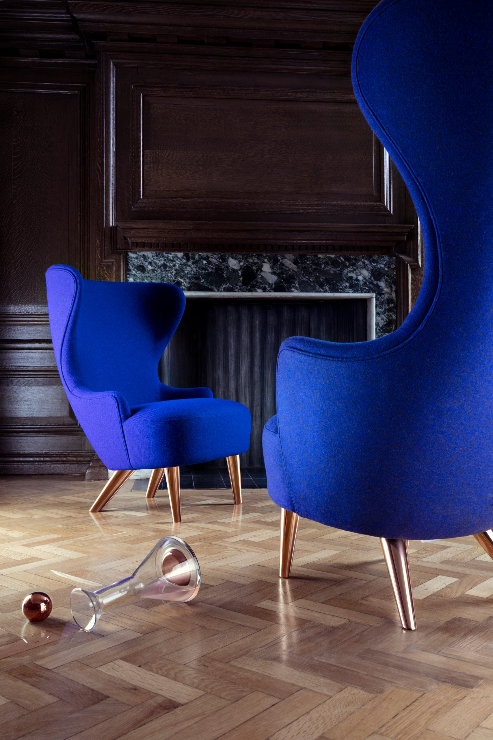Upholstered wingback armchair