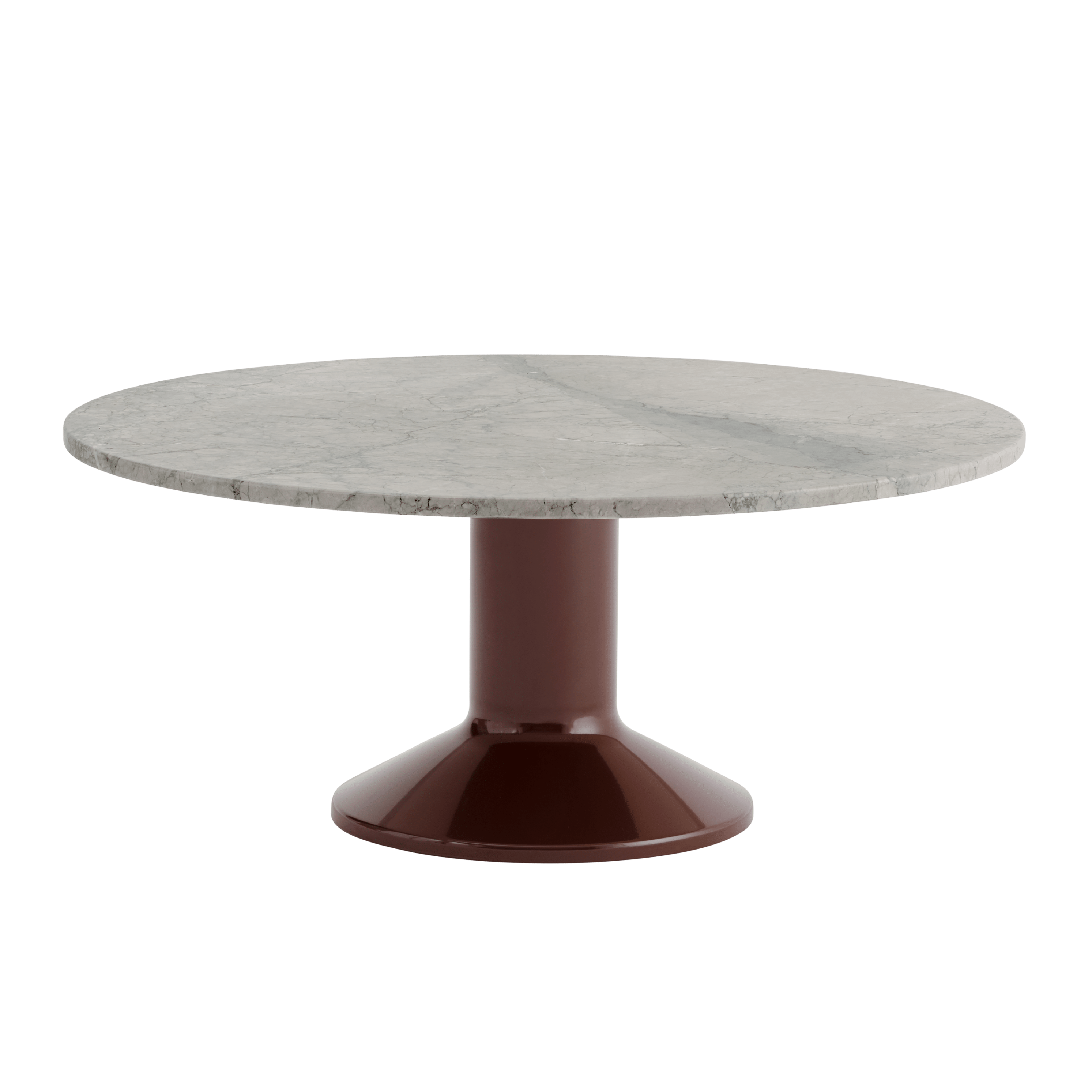 Koffietafel MIDST grijs marmer met bordeauxkleurige basis