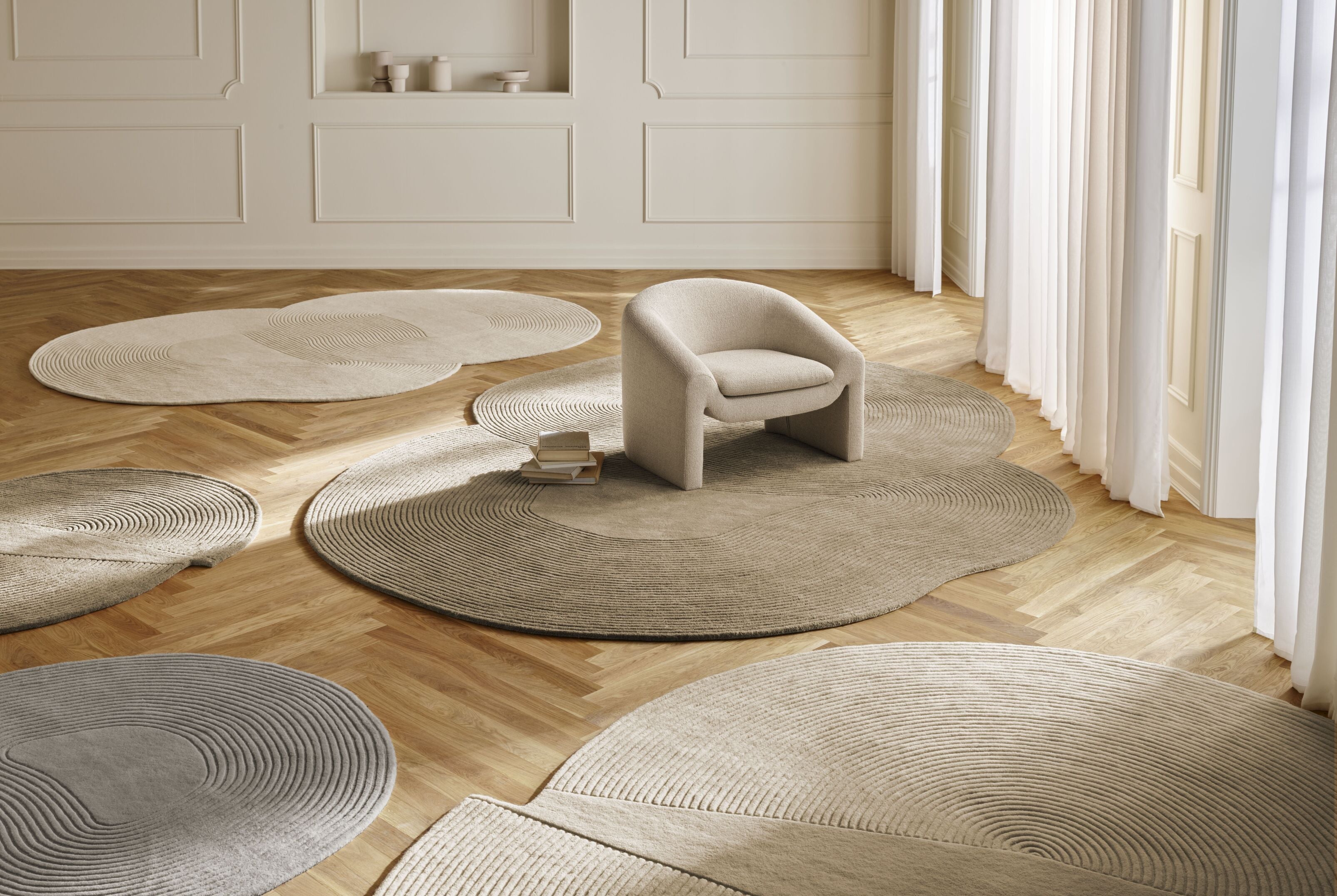 Cream ZEN ROUNDED Oval Rug