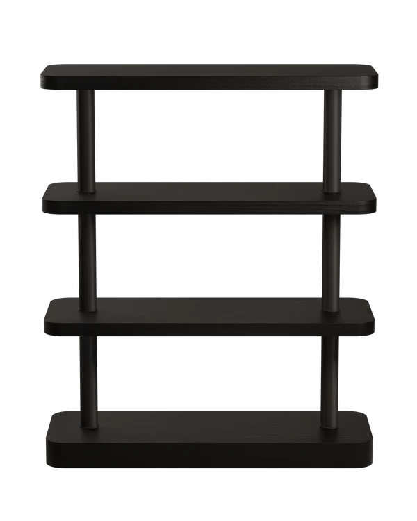 Modulaire kast in zwart fineer met zwarte elementen