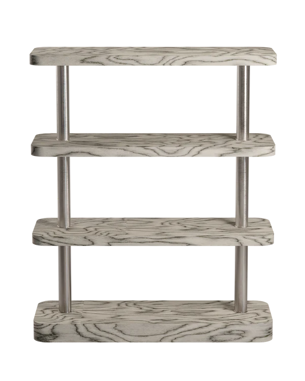 Modulaire kast van fornir Sottsass met stalen elementen