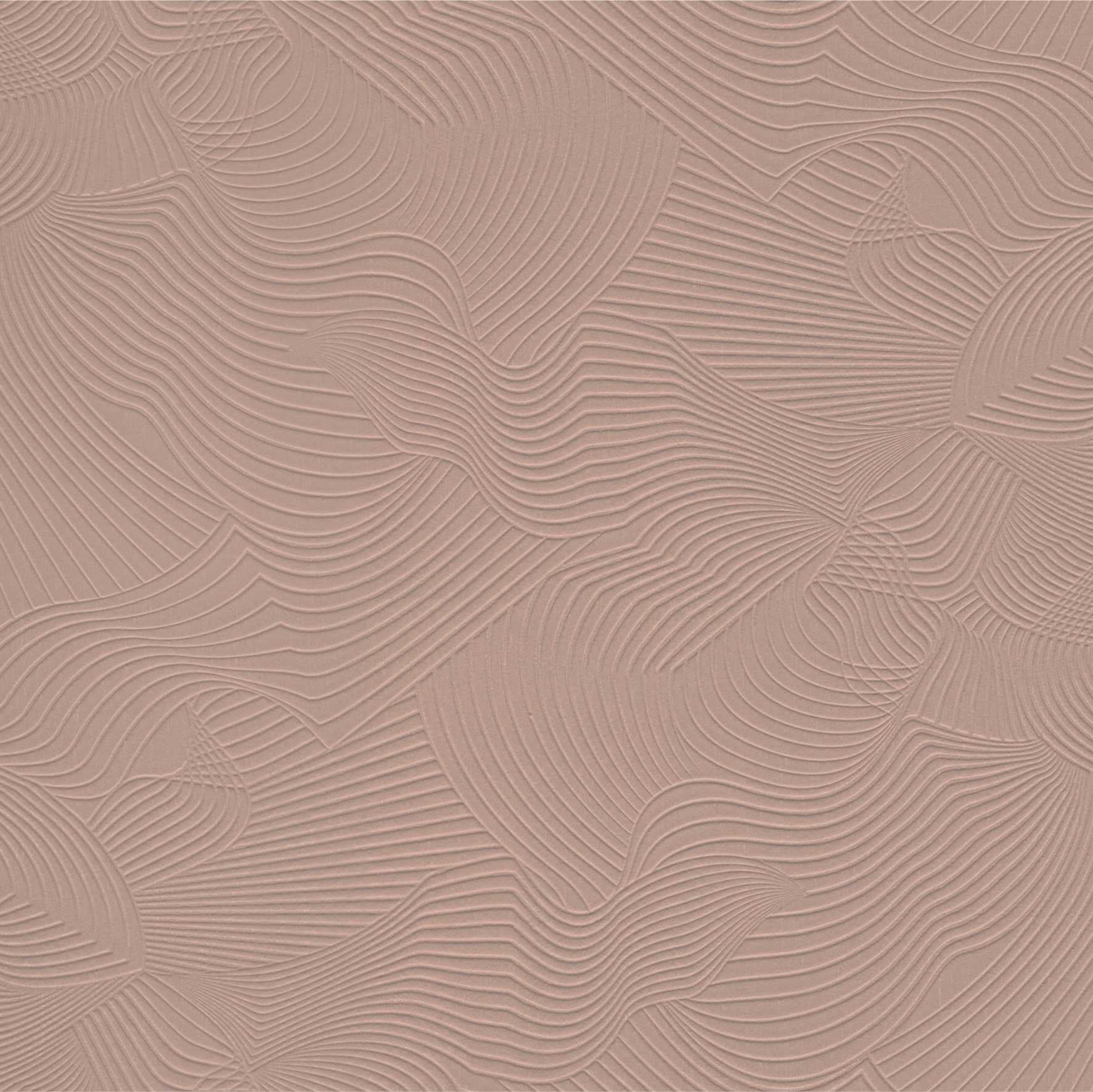 Textielbehang met abstract patroon en moiré-effect TECHNO BEE gedempt roze