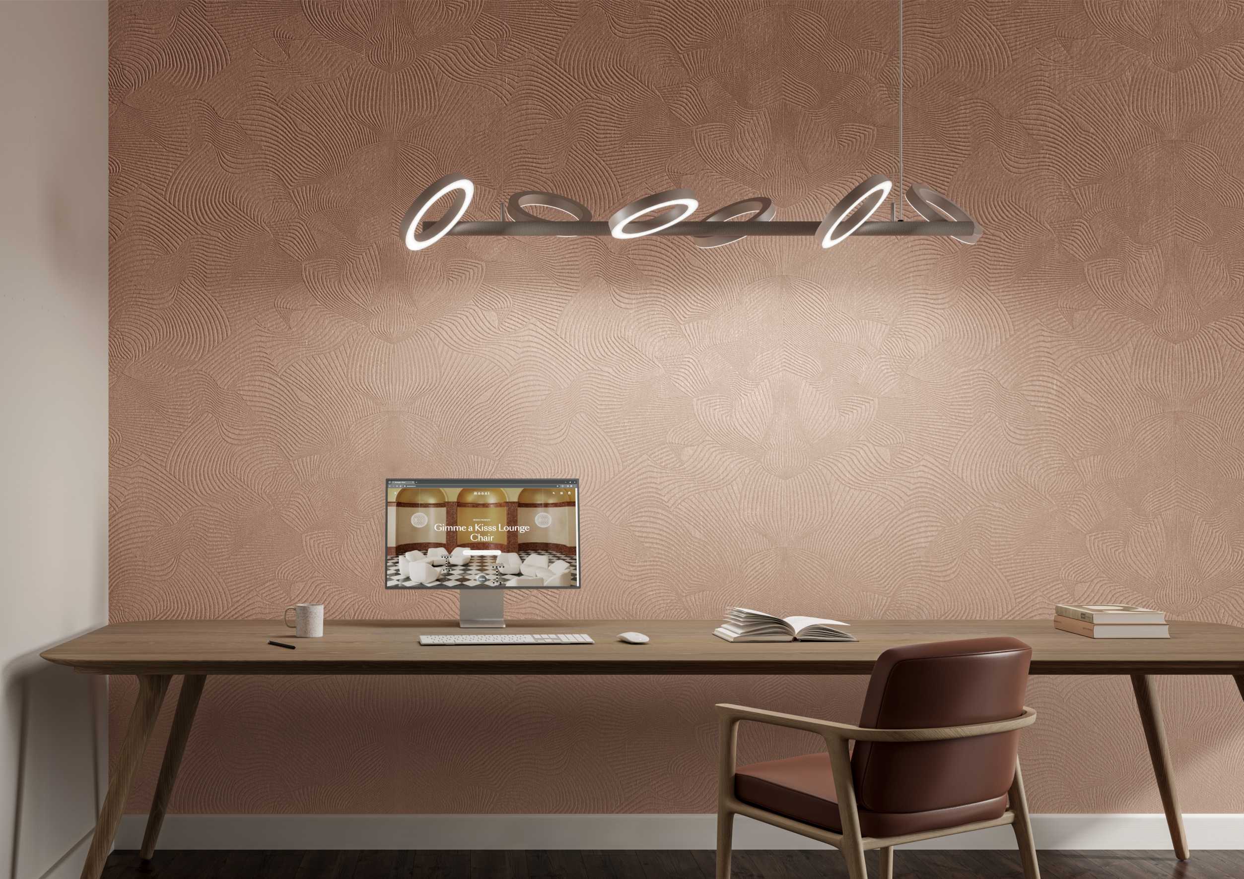 Textil-Tapete mit abstraktem Muster und Moiré-Effekt TECHNO BEE cremeweiß