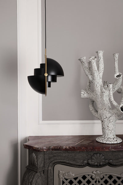 MULTI-LITE Pendelleuchte, graublau mit Messing