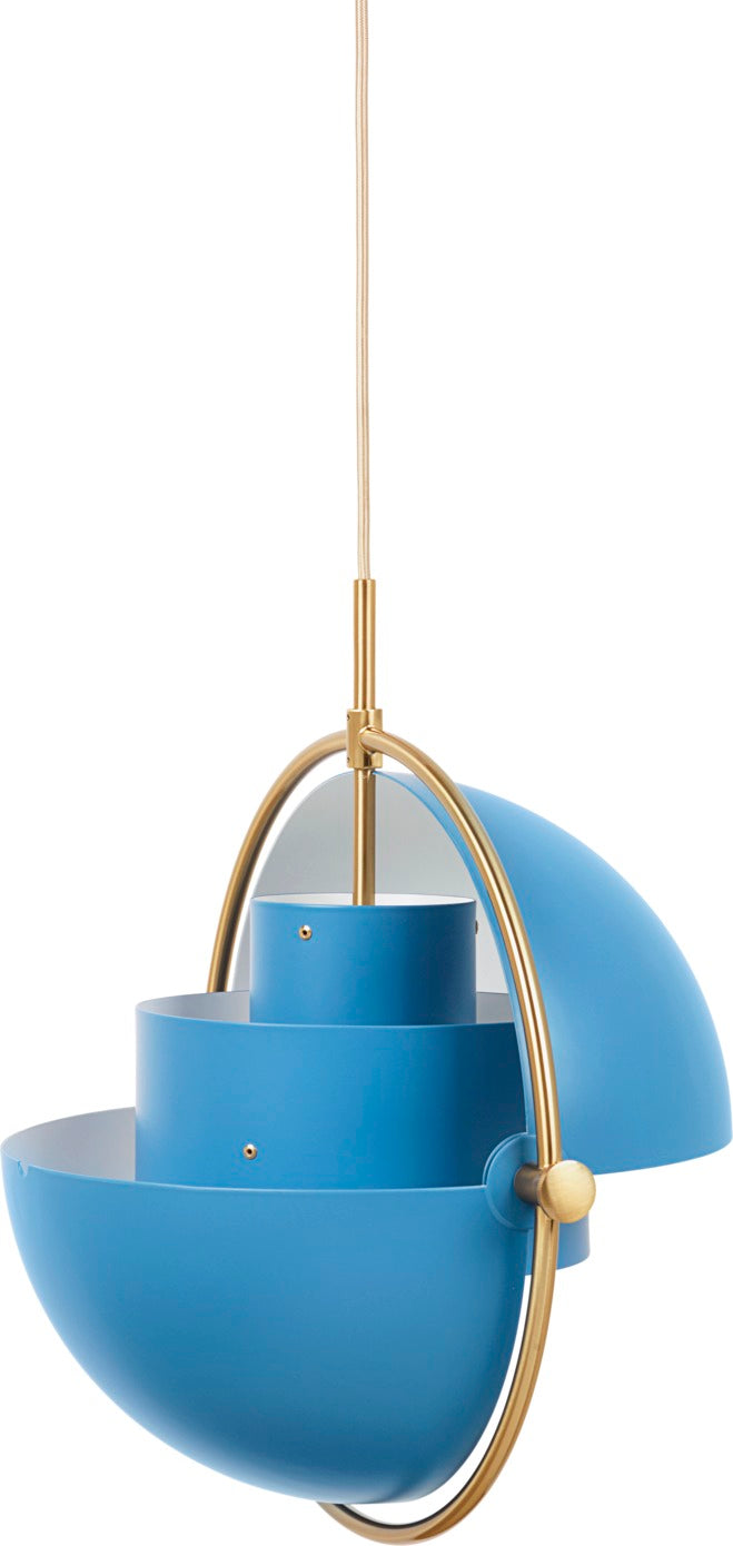MULTI-LITE blaue Pendelleuchte mit Messing