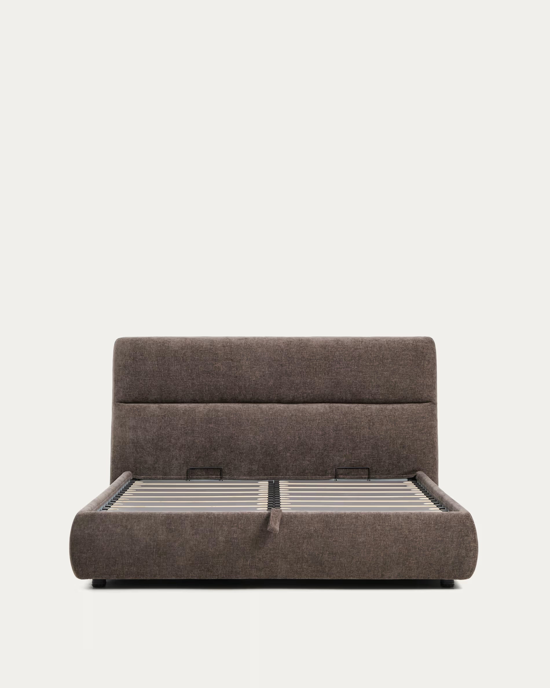 Bed with bedding storage DAFRA brown chenille