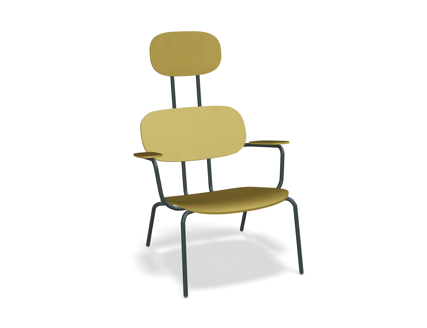 Fotel z zagłówkiem NEW SCHOOL LOUNGE ciemnozielona podstawa do salonu – .mdd