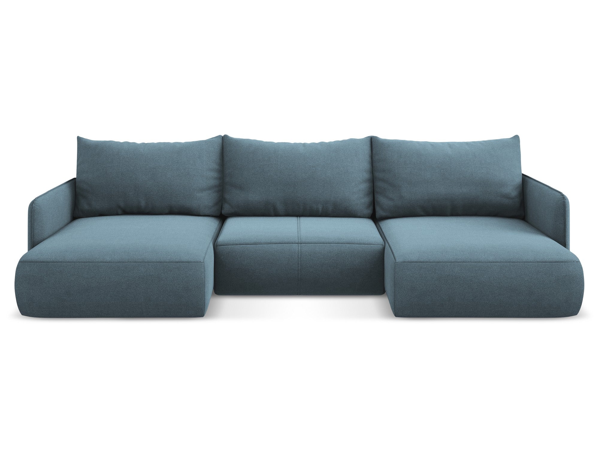 Panoramatische Eckcouch mit Schlaf-Funktion NANEA hellblau