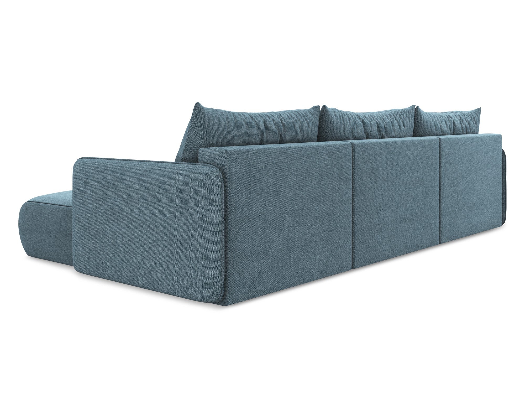 Panoramatische Eckcouch mit Schlaf-Funktion NANEA hellblau