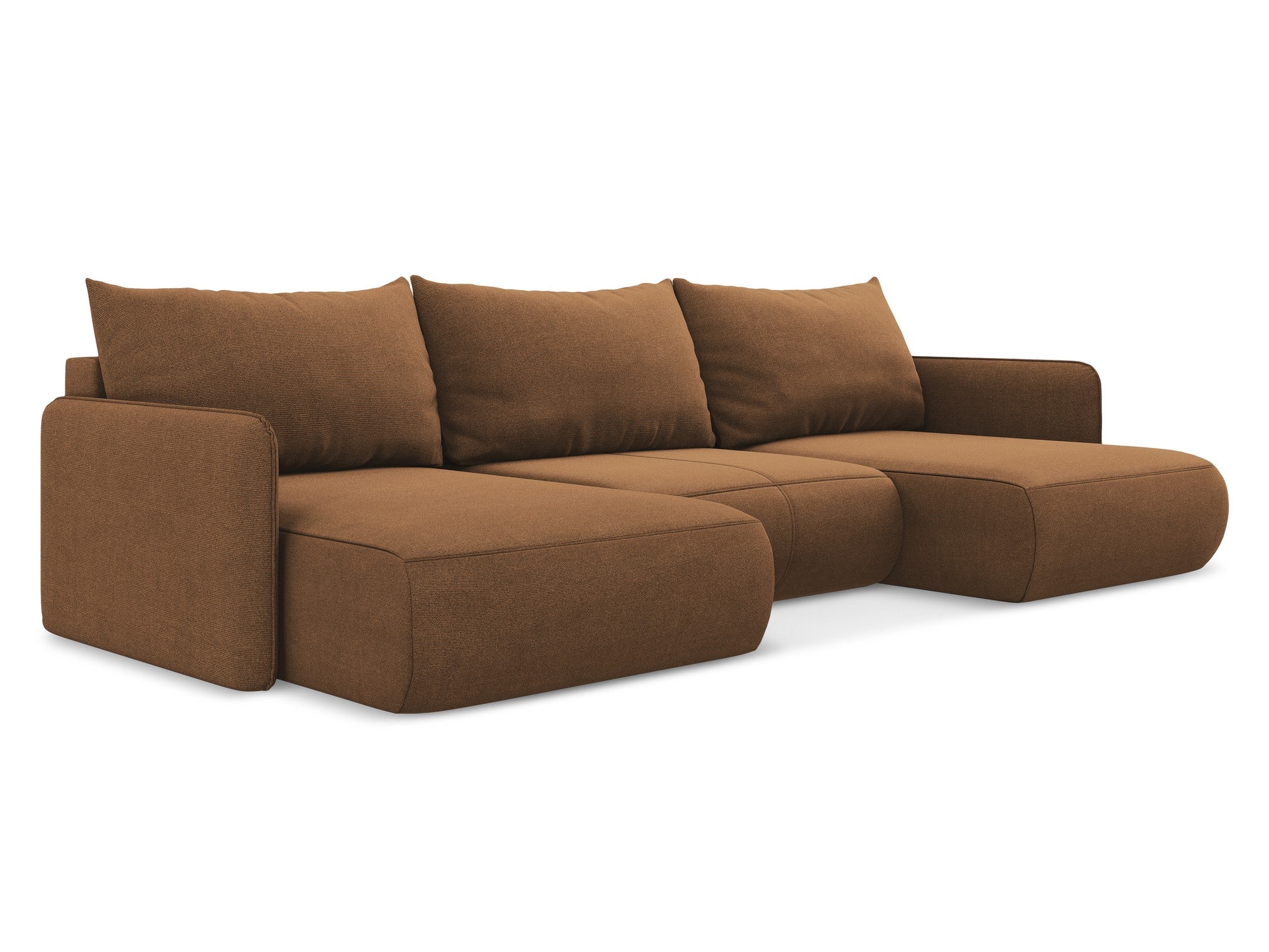 Panoramic Corner Sofa with Sleeping Function NANEA Terracotta