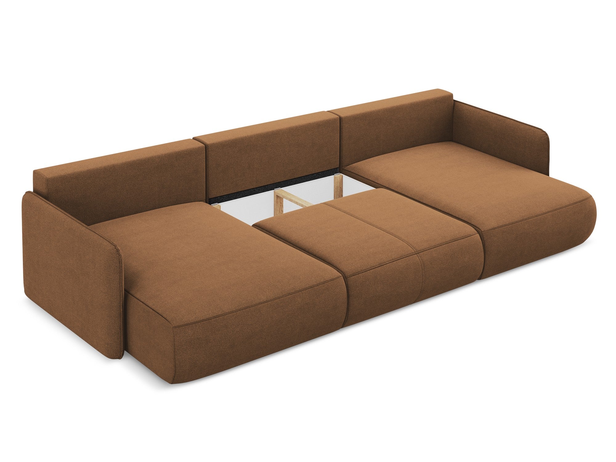 Panoramic Corner Sofa with Sleeping Function NANEA Terracotta