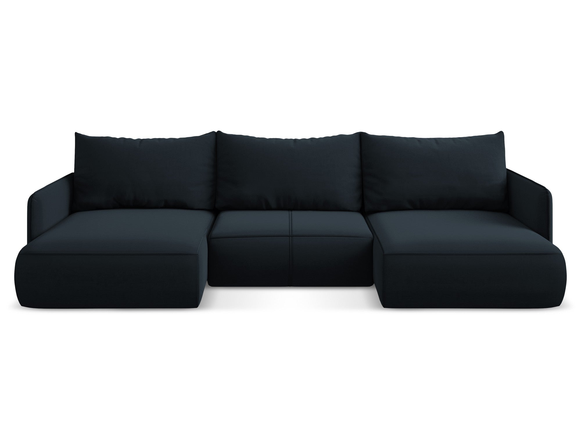 Panoramischer Samt-Ecksofa mit Schlaf-Funktion NANEA in königsblau