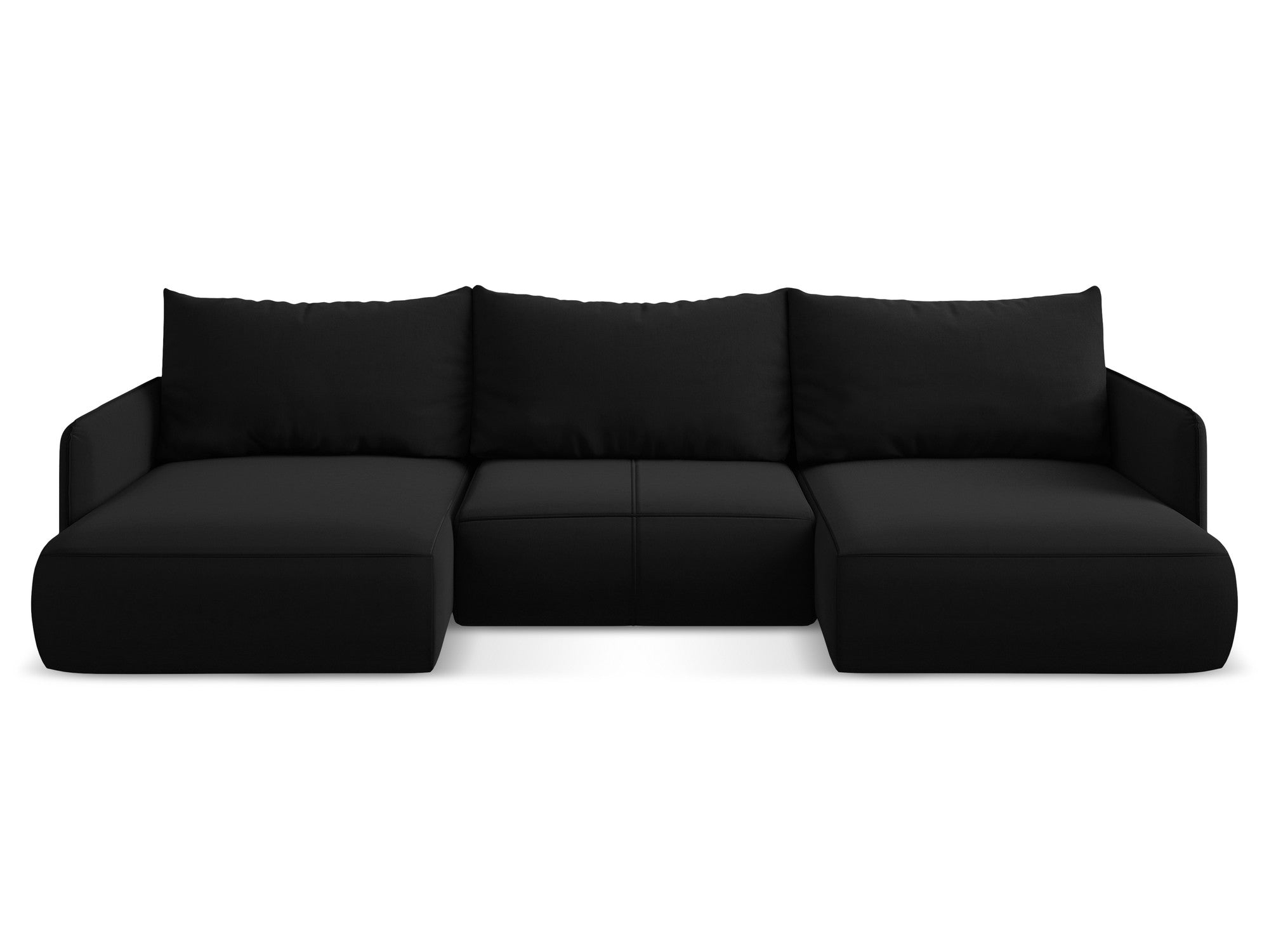 Velvet panoramic corner sofa with sleeping function NANEA black