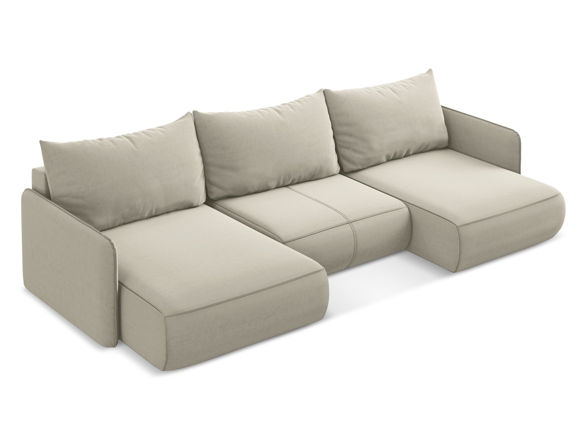 Velvet panoramic corner sofa with sleeping function NANEA pearl