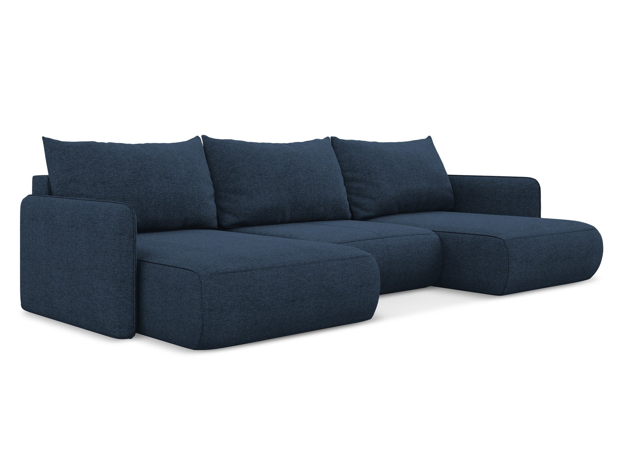 Panoramische hoekbank met slaapfunctie NANEA koninklijk blauw chenille