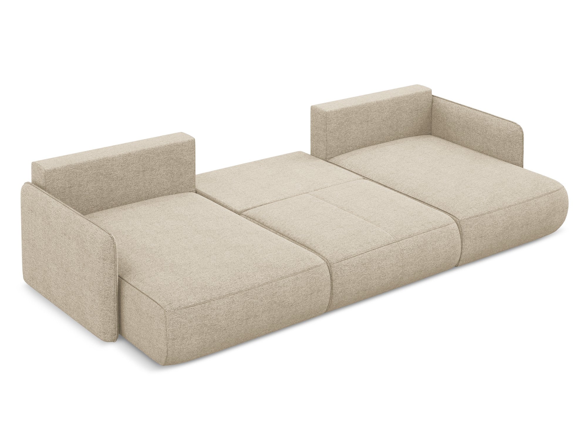 Panoramische hoekbank met slaapfunctie NANEA donkerbeige chenille