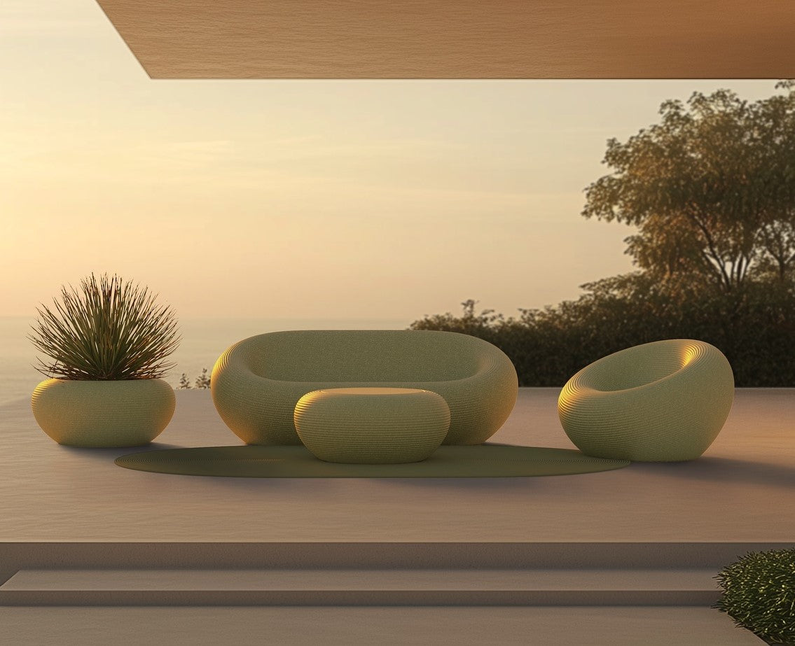 NAMI Brauner runder Outdoor-Teppich