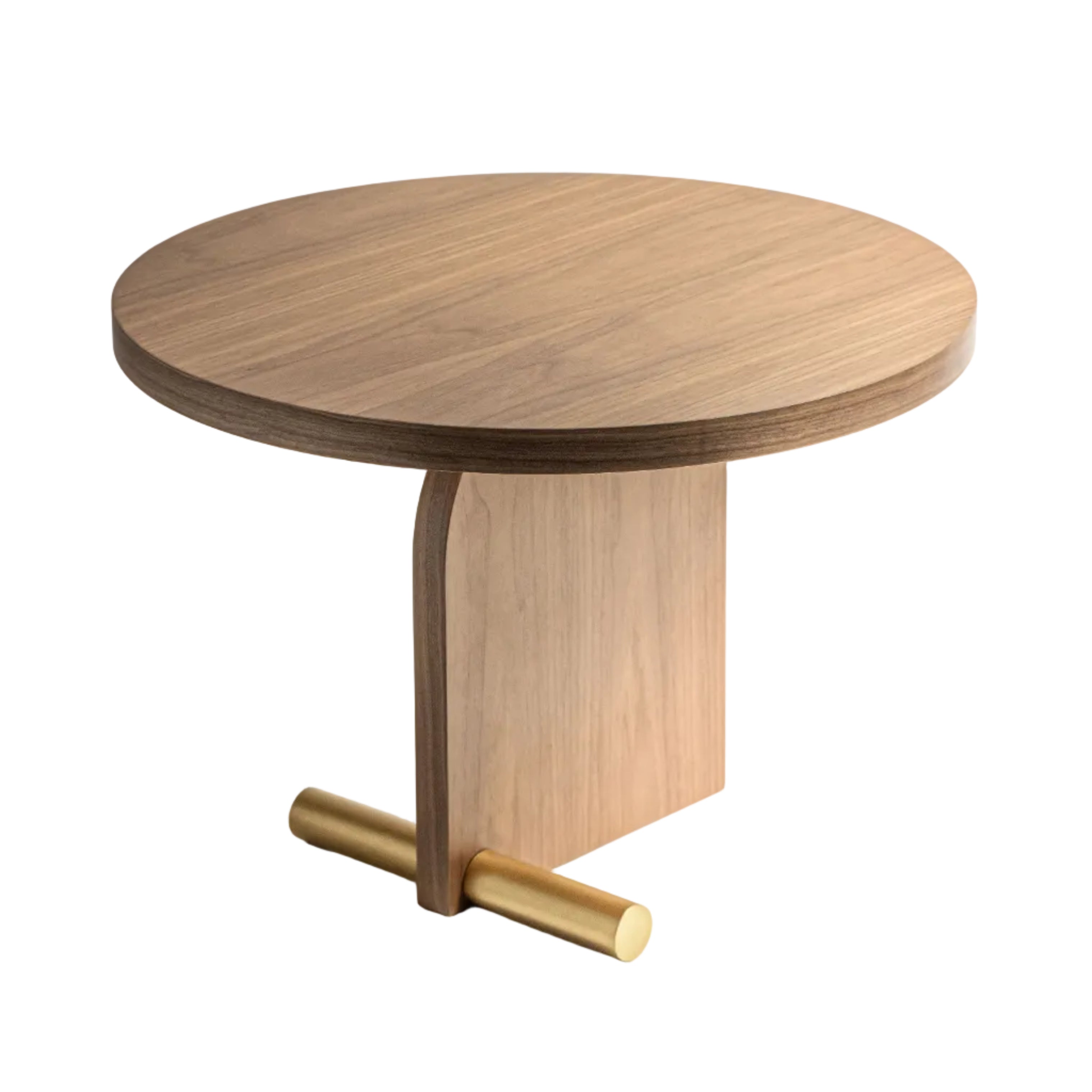 Kaffeetisch NOVA Nussbaumfurnier mit messingfarbener Oberfläche