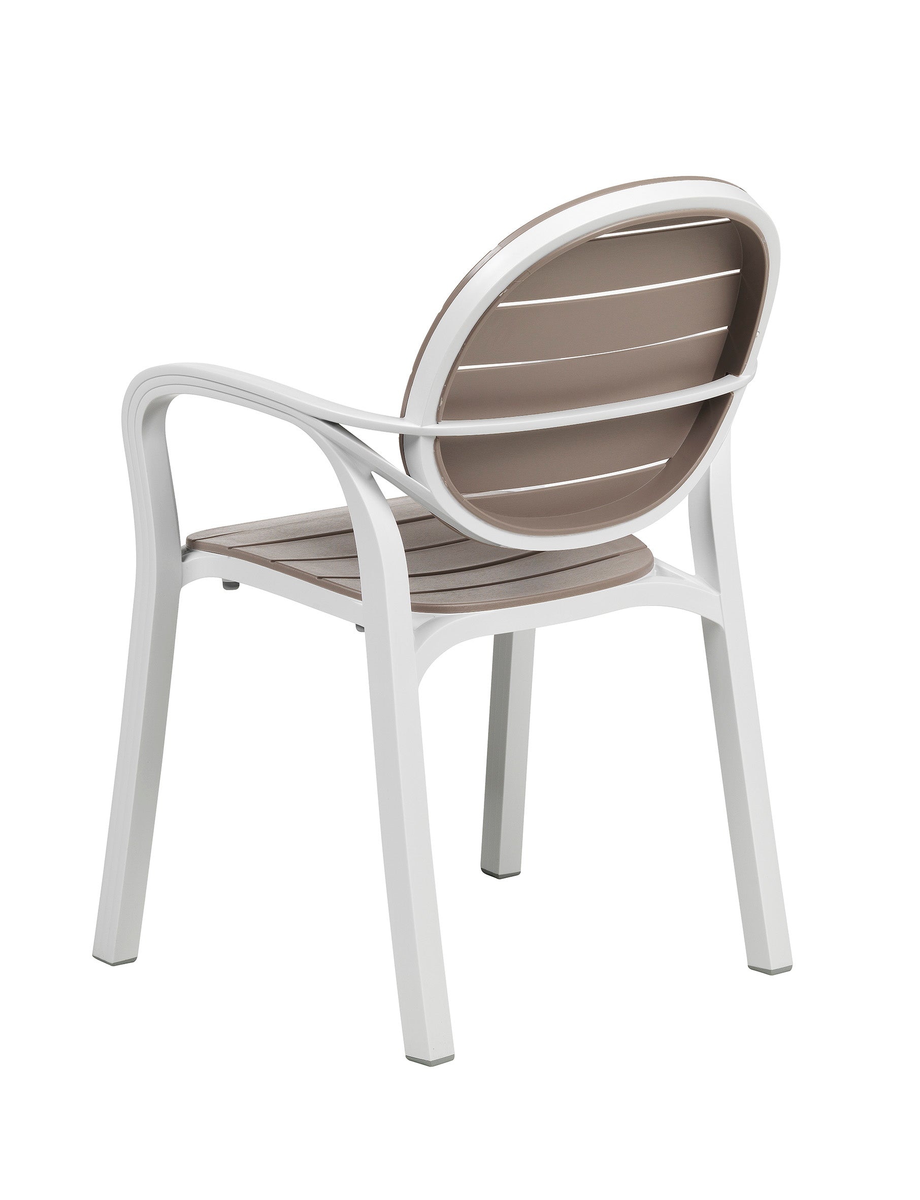 Outdoor chair with armrests PALMA taupe with white base