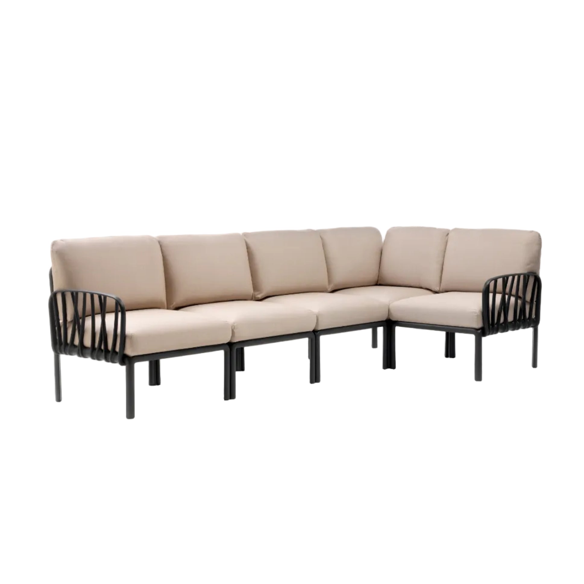 Modularer Außen-Ecksofa KOMODO 5 beige Sunbrella® mit anthrazitfarbenem Gestell