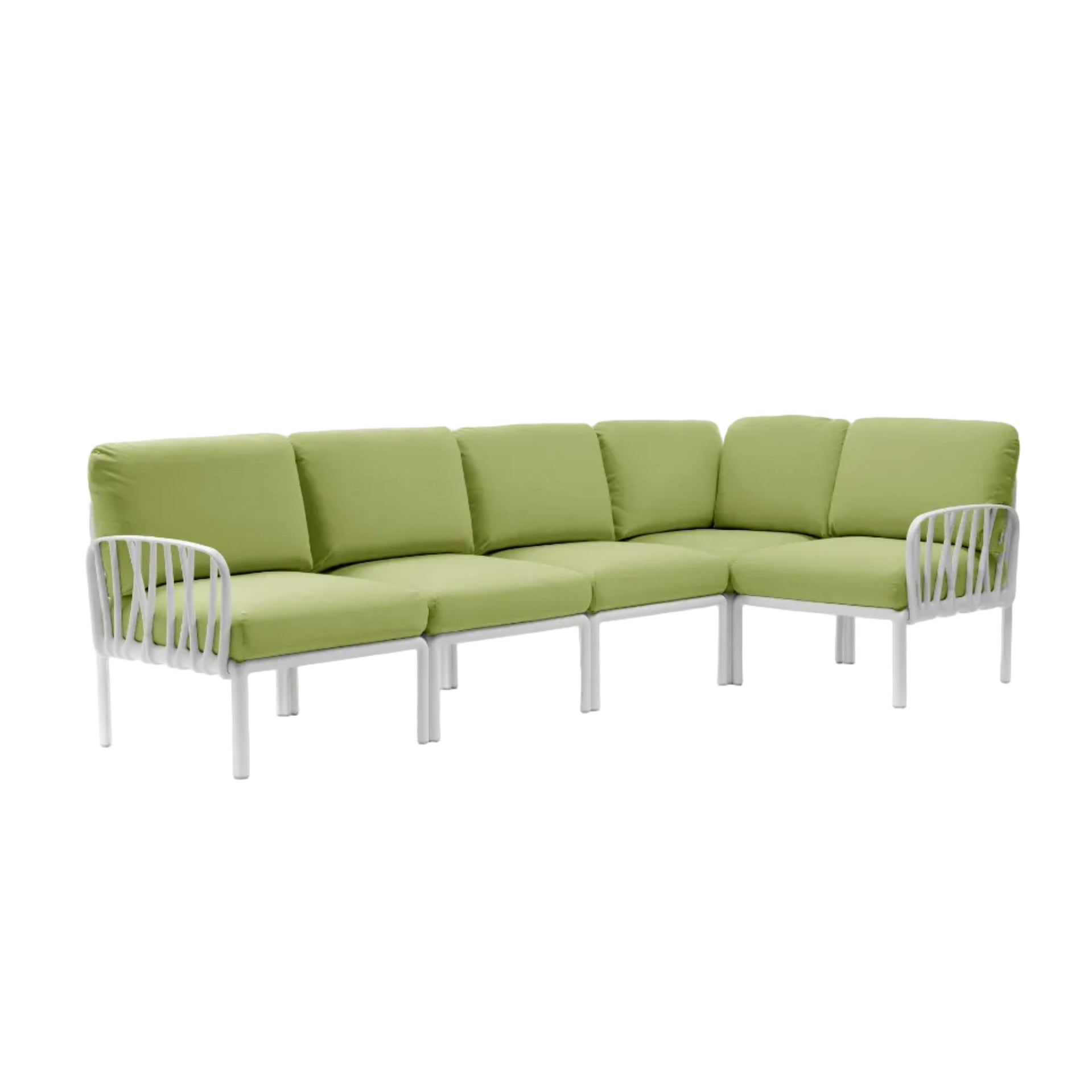 Modular Outdoor Corner Sofa KOMODO 5 Green Sunbrella® with White Base