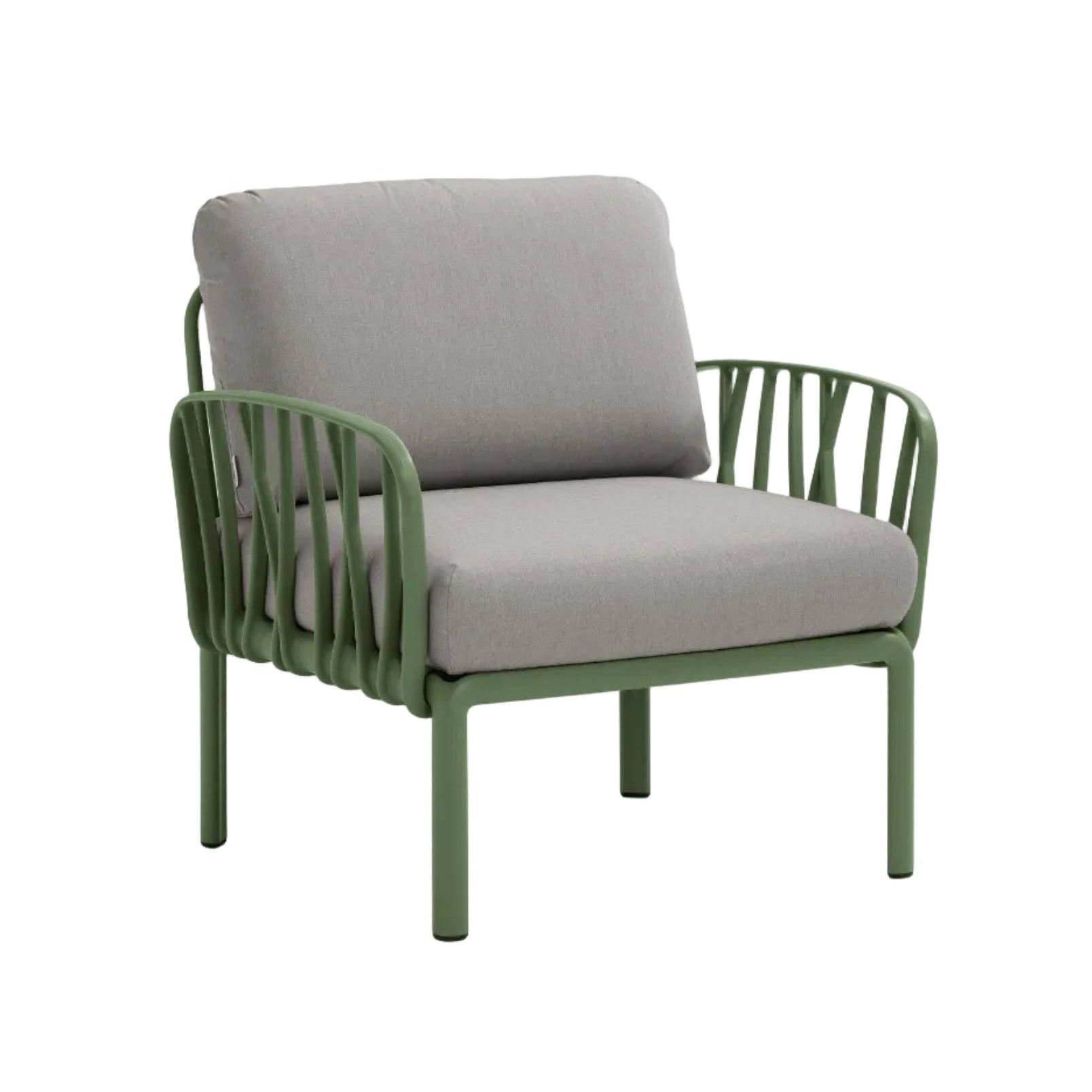 Buitenfauteuil KOMODO grijs met groene agave basis