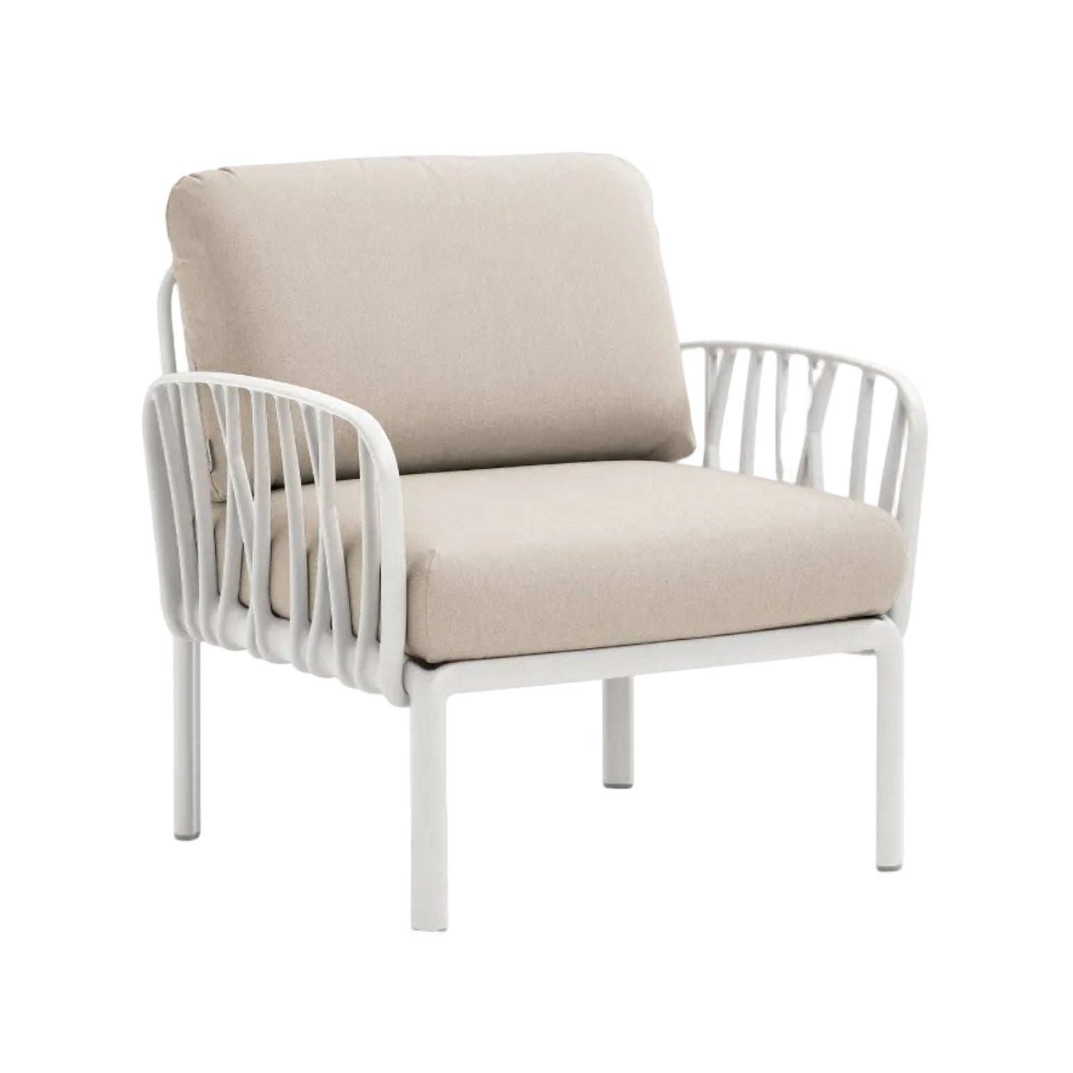 Buitenfauteuil KOMODO – TECH PANAMA beige met witte basis