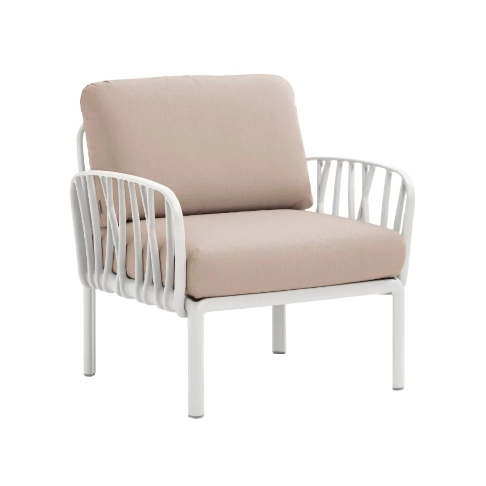Buitenfauteuil KOMODO beige Sunbrella® met witte basis
