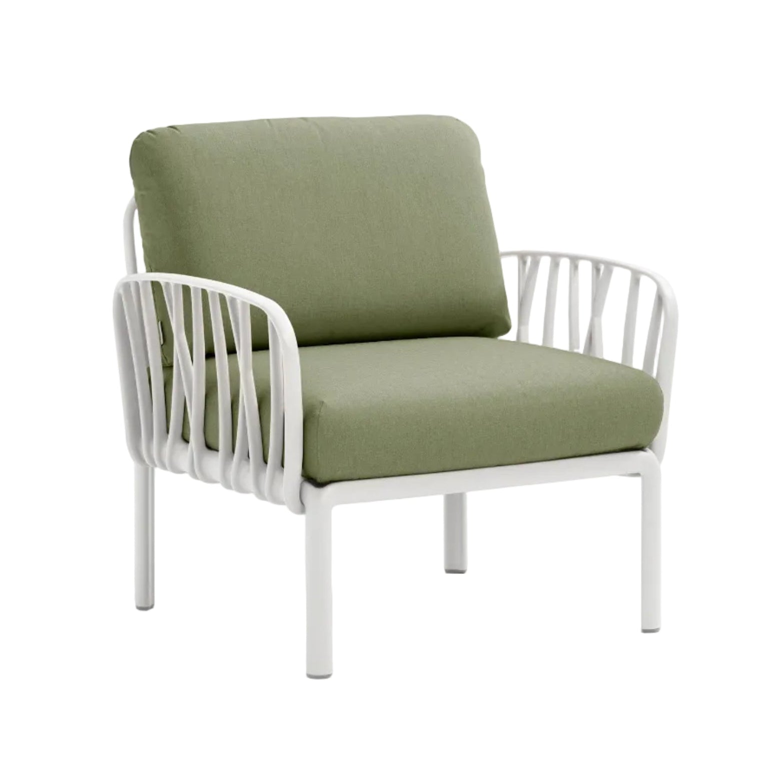 Buitenfauteuil KOMODO donkergroen Sunbrella® met witte basis