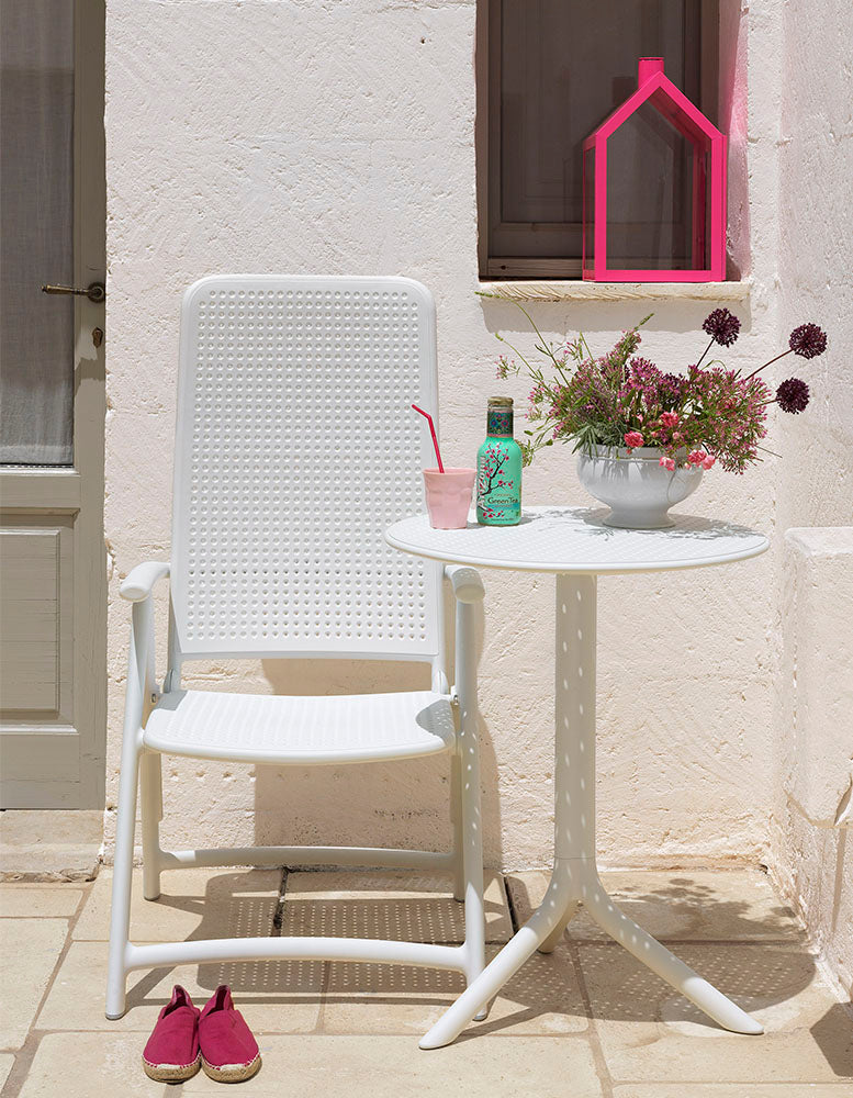 Ronde buiten tafel met hoogteverstelling STEP taupe