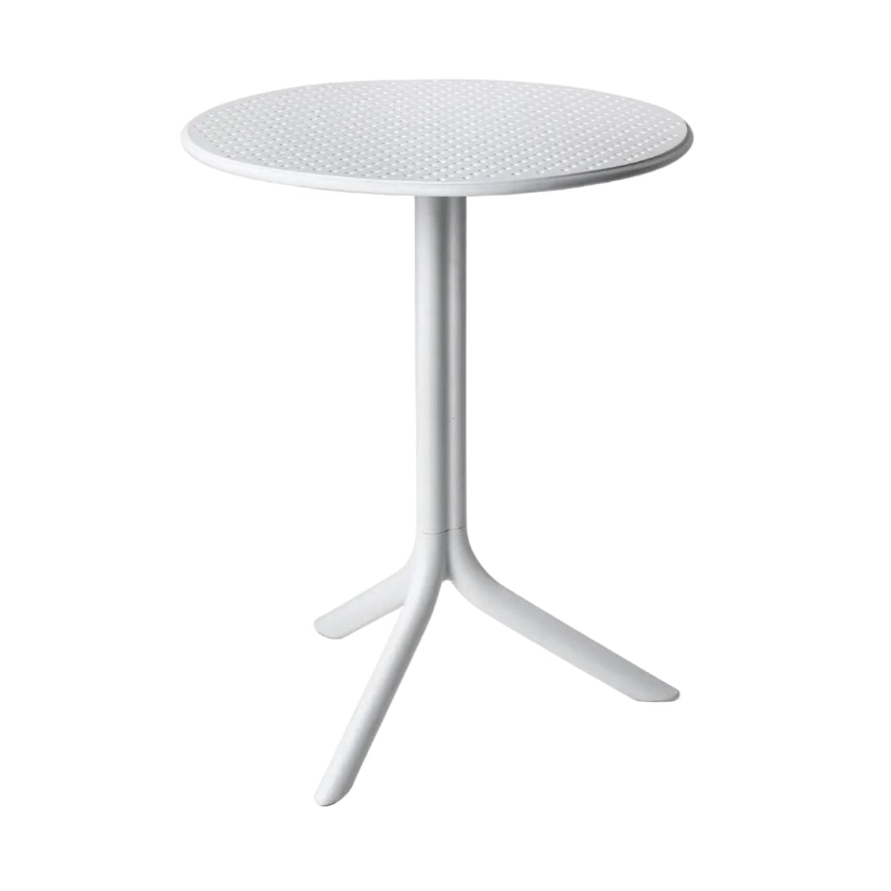 Runder höhenverstellbarer Außentisch STEP in Weiß