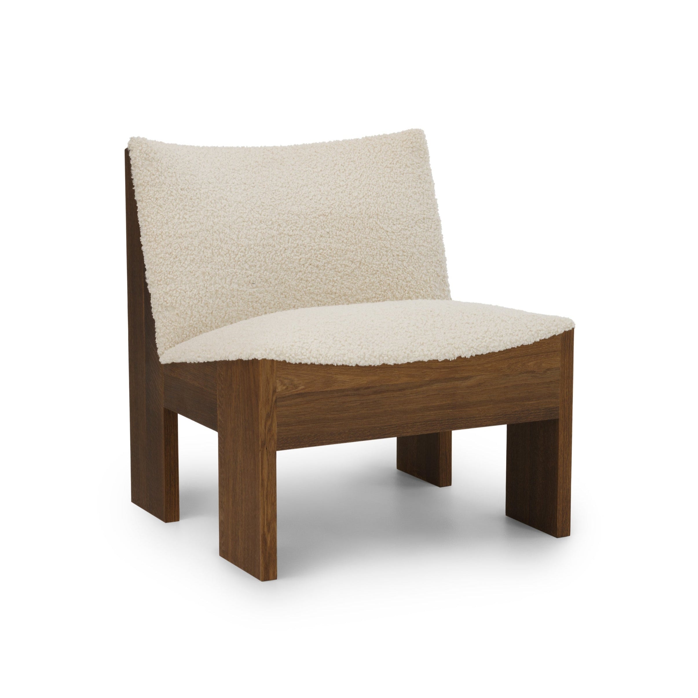 Tenon Zinc Drake Spacedust armchair beige with a dark oak base