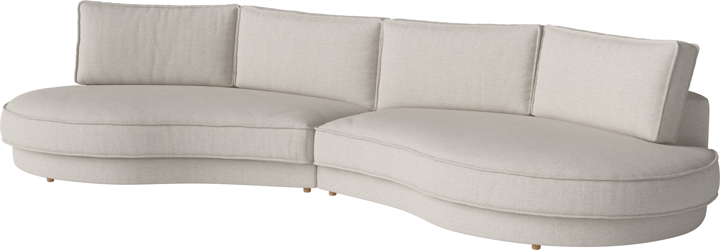 2- modular sofa rounded upholstered noora oak base