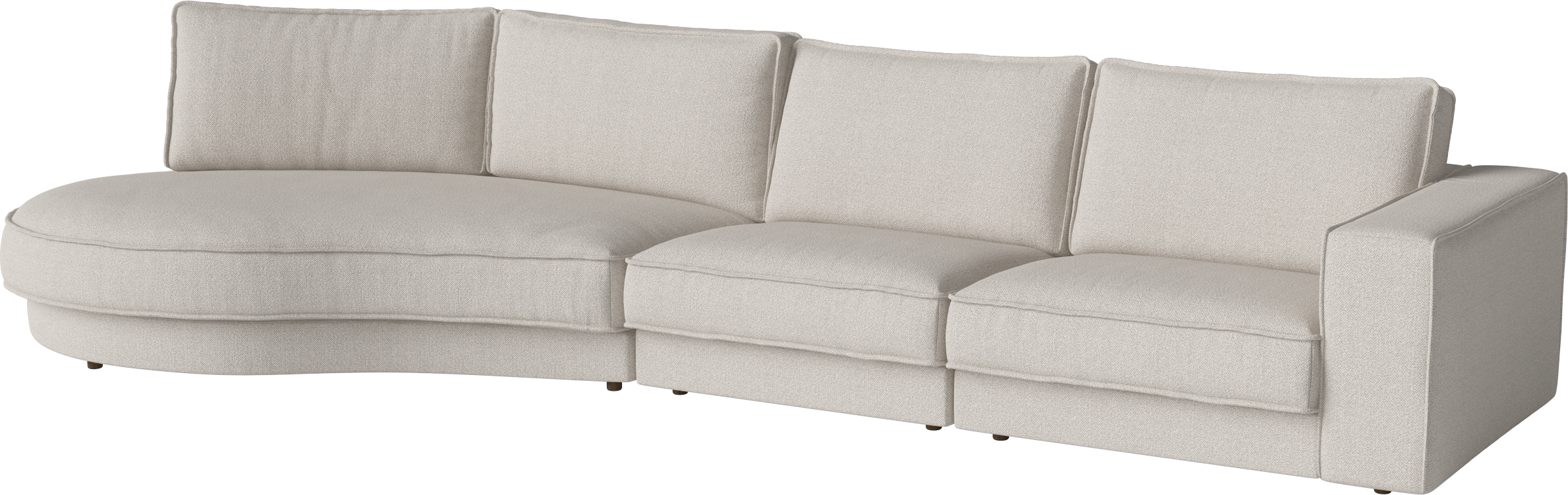 Noora 2-Modul-Sofa mit einer abgerundeten linken Seite und einer schwarzen Basis