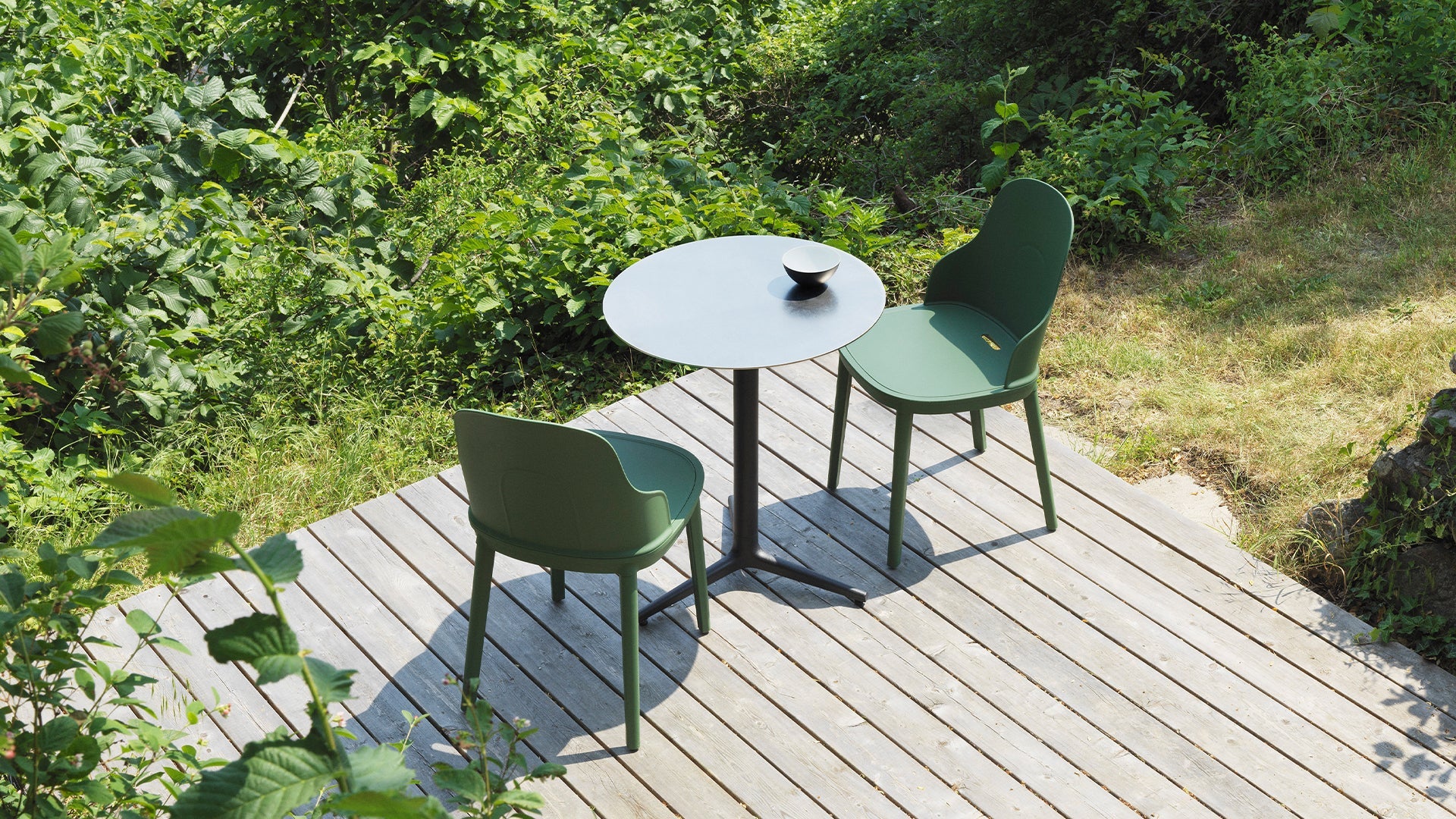 Ronde café tafel ALLEZ met marmeren blad en zwarte basis