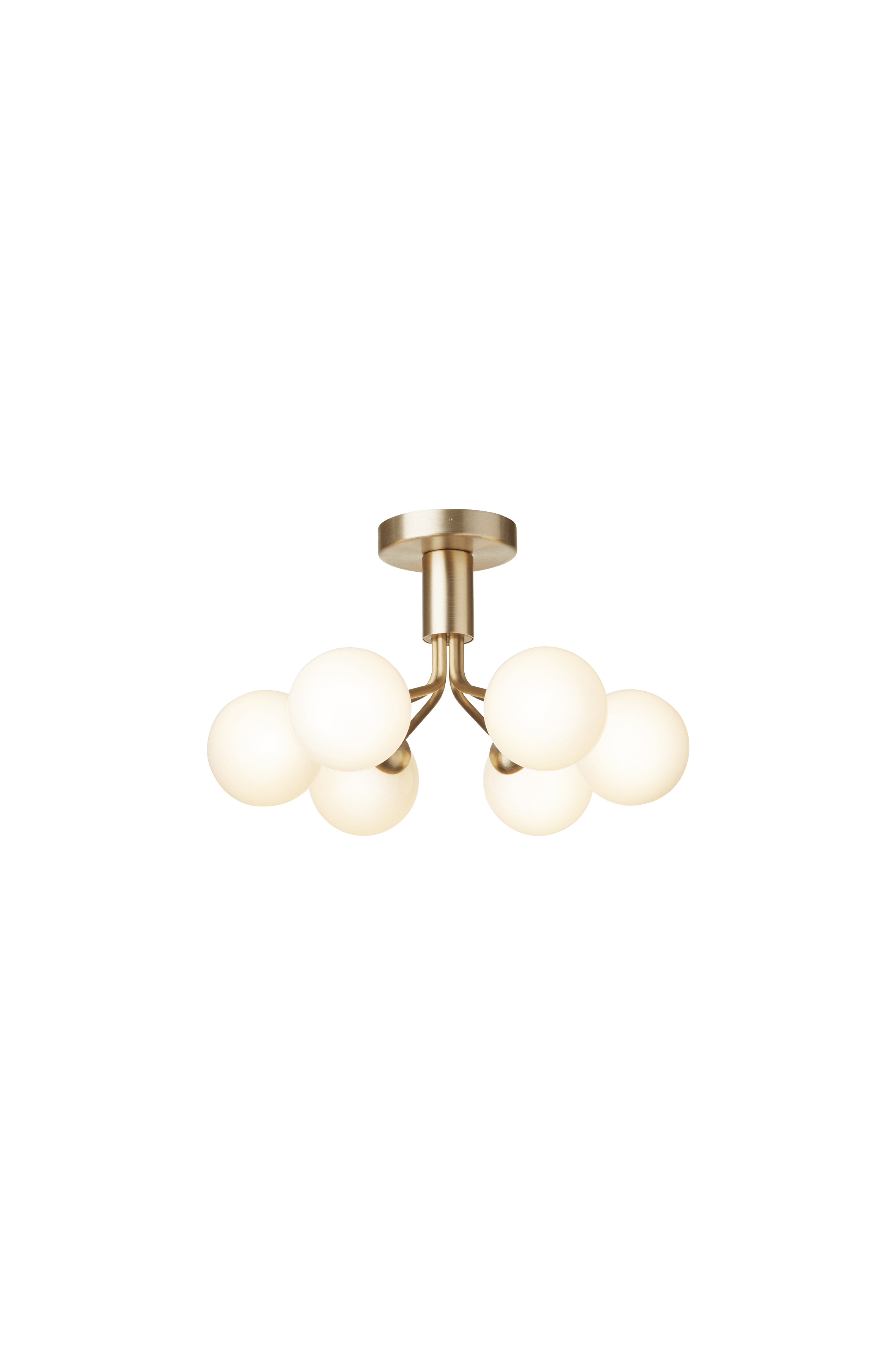 Deckenleuchte APIALES 6 Messing mit opalem Glas