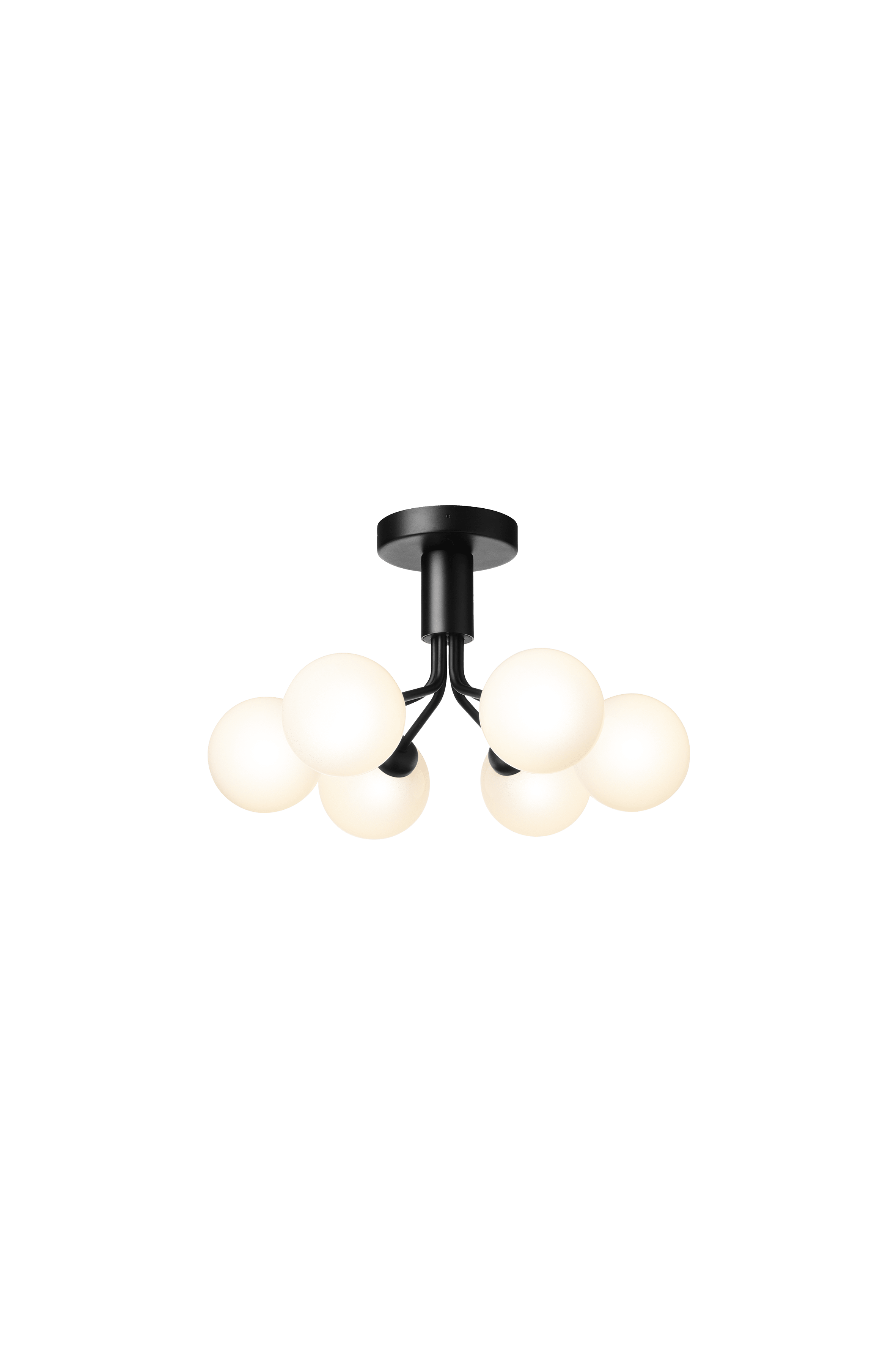 APIALES 6 Black Ceiling Lamp with Opal Glass