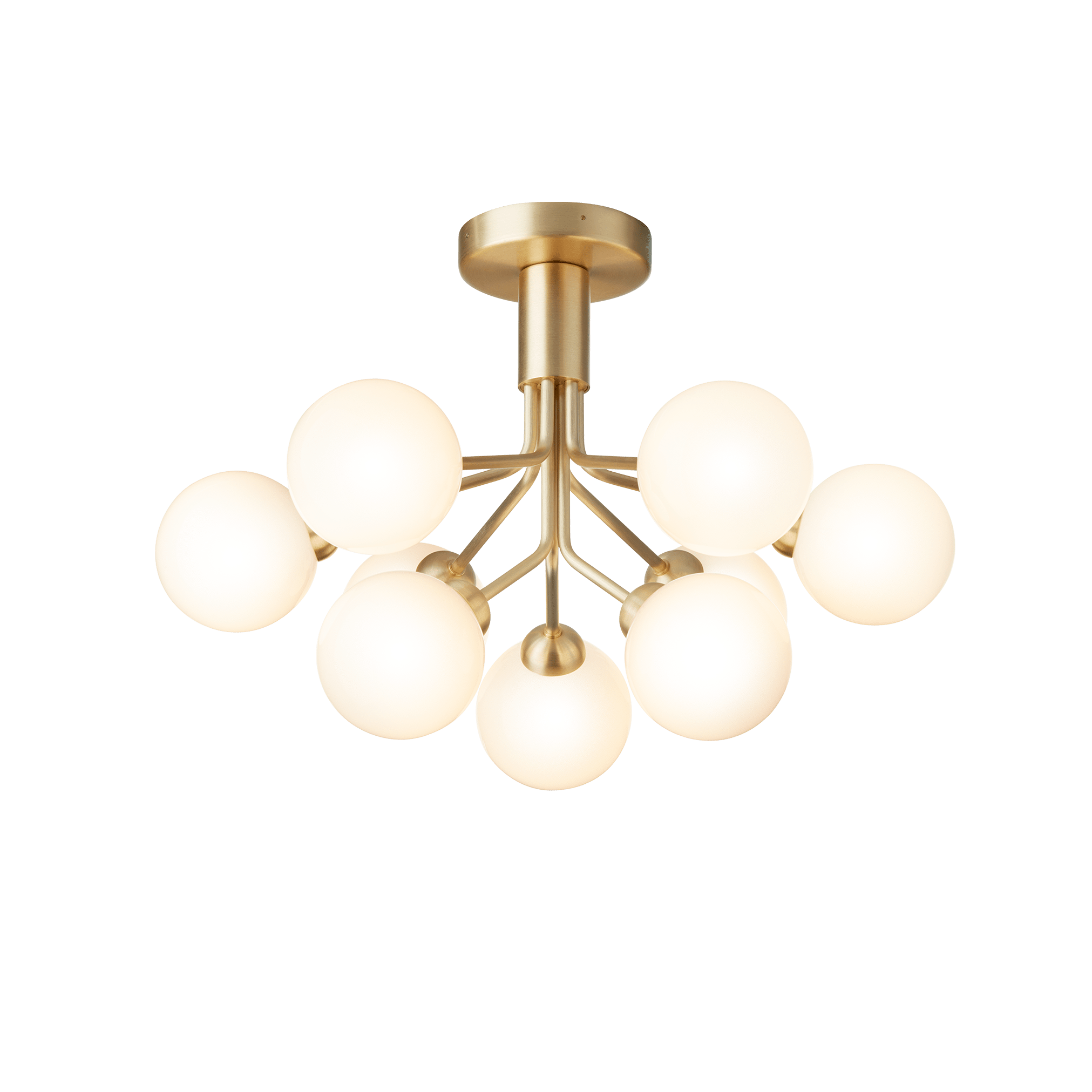 Deckenleuchte APIALES 9 Messing mit opalem Glas
