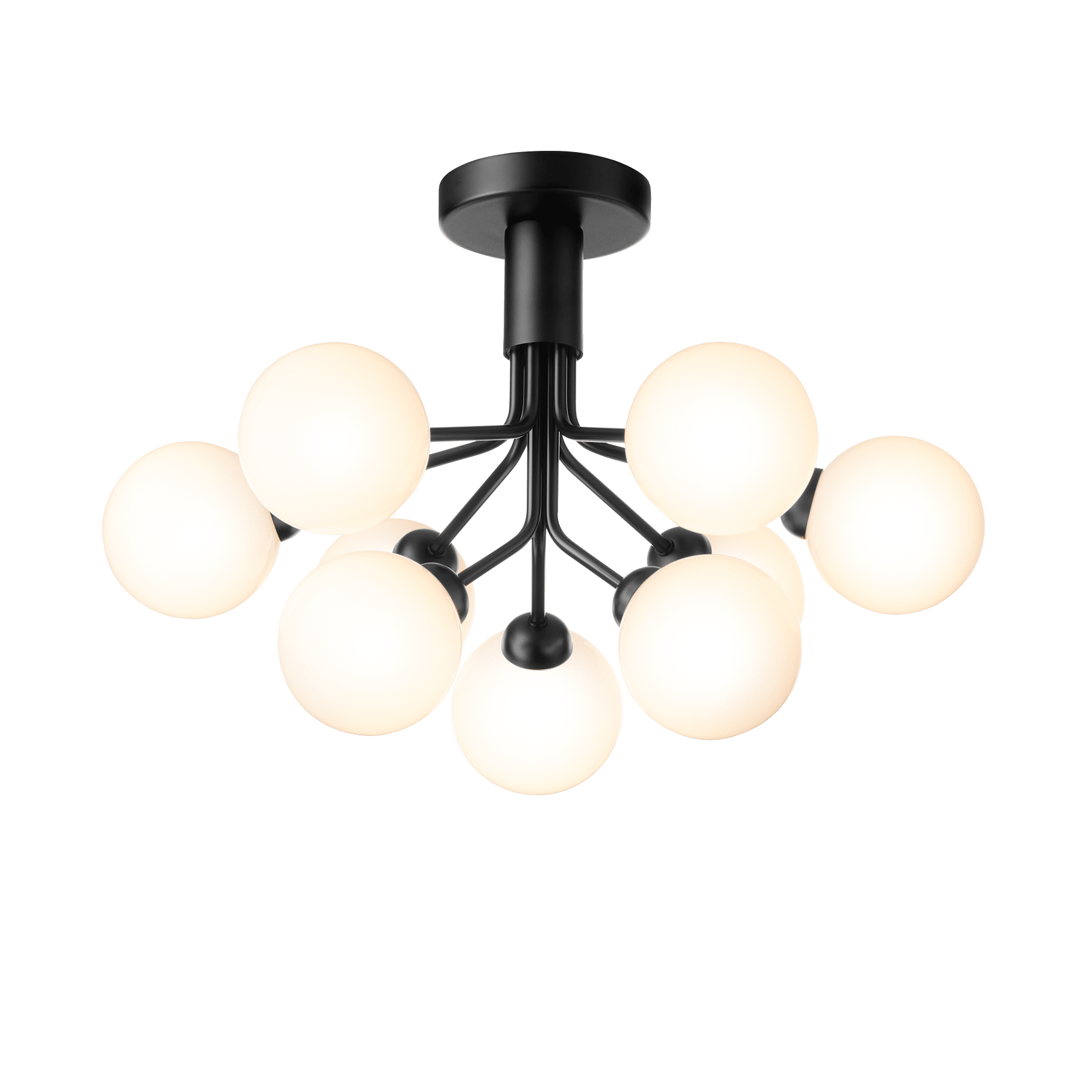 APIALES 9 Ceiling Lamp Black with Opal Glass