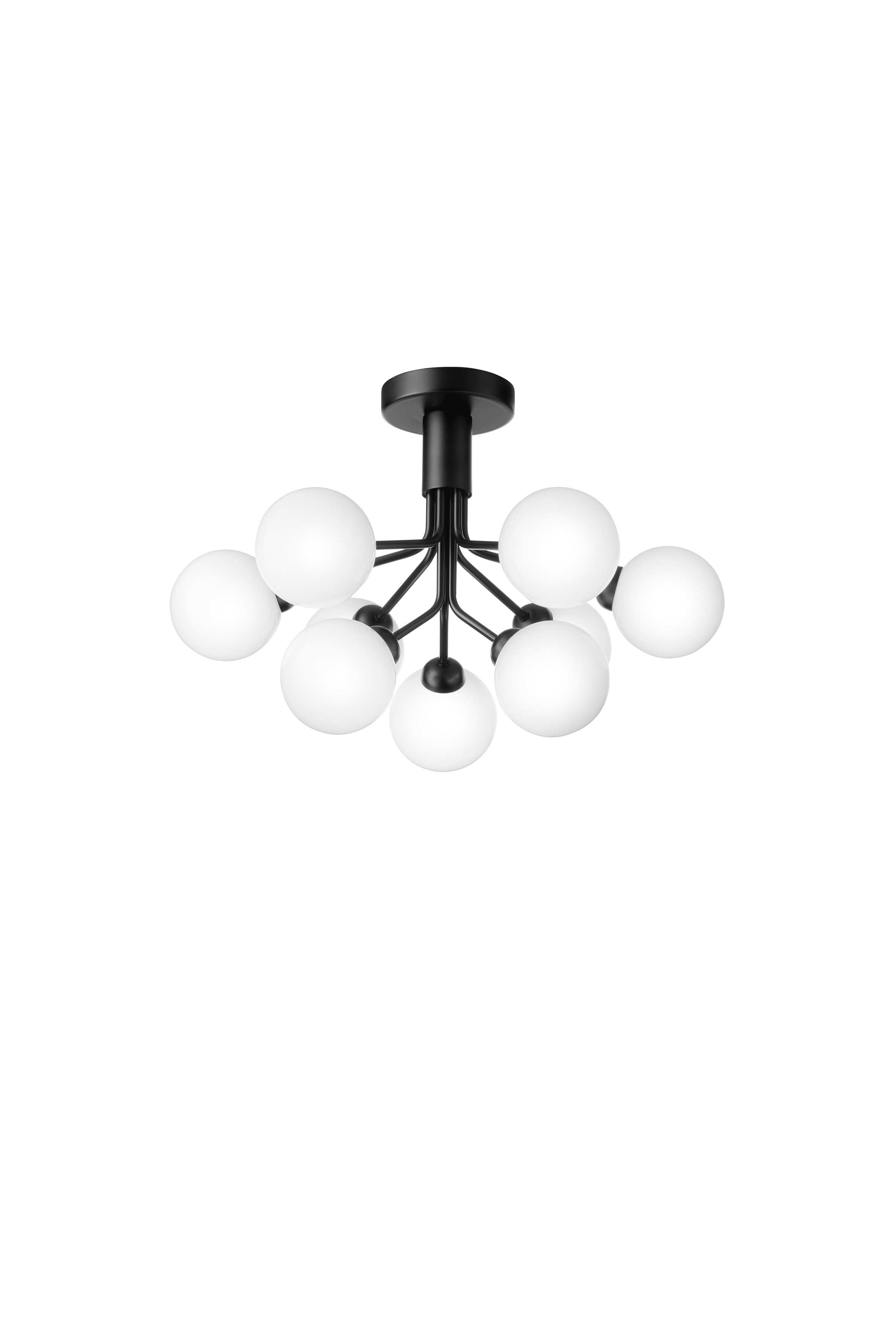 APIALES 9 Ceiling Lamp Black with Opal Glass
