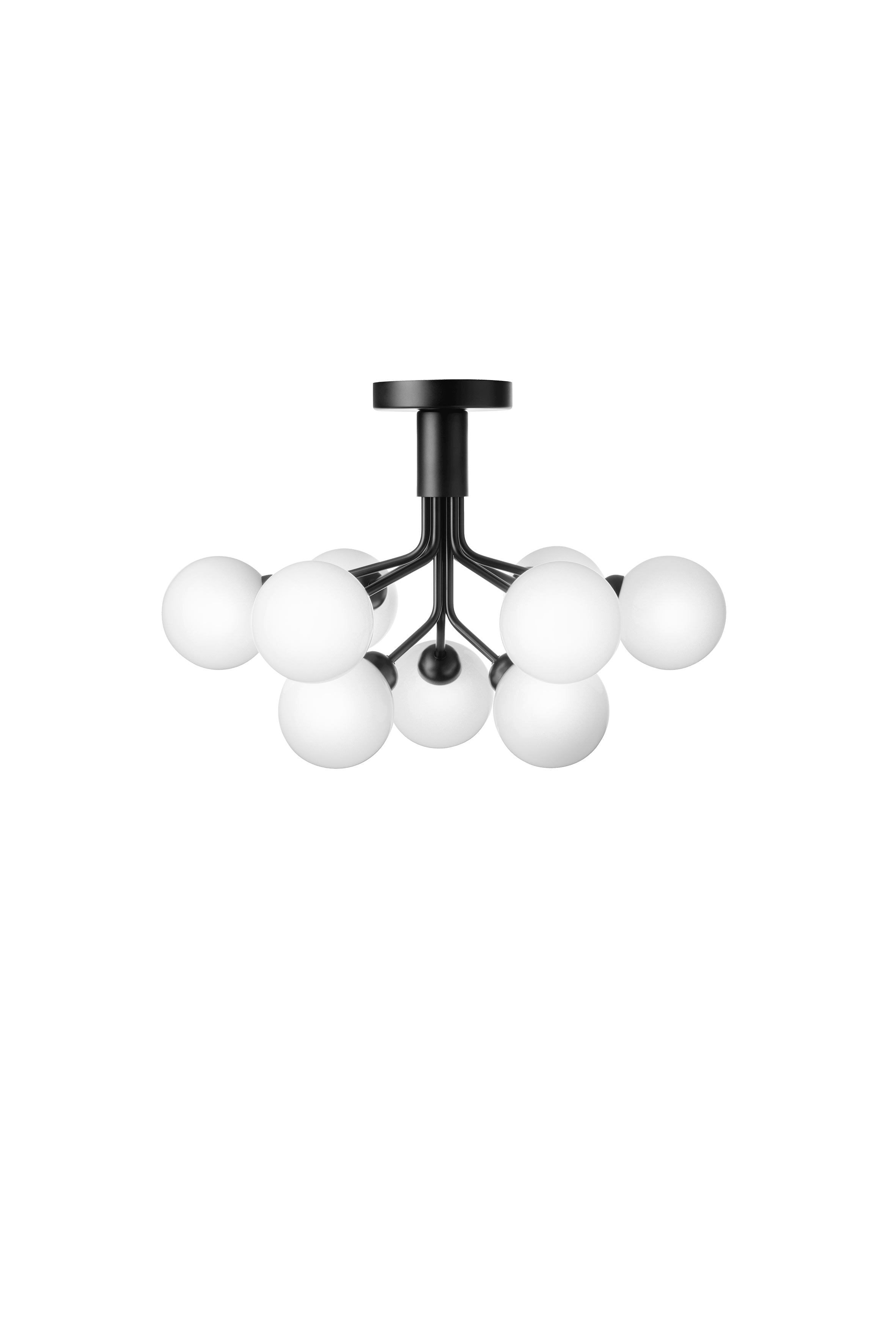 APIALES 9 Ceiling Lamp Black with Opal Glass