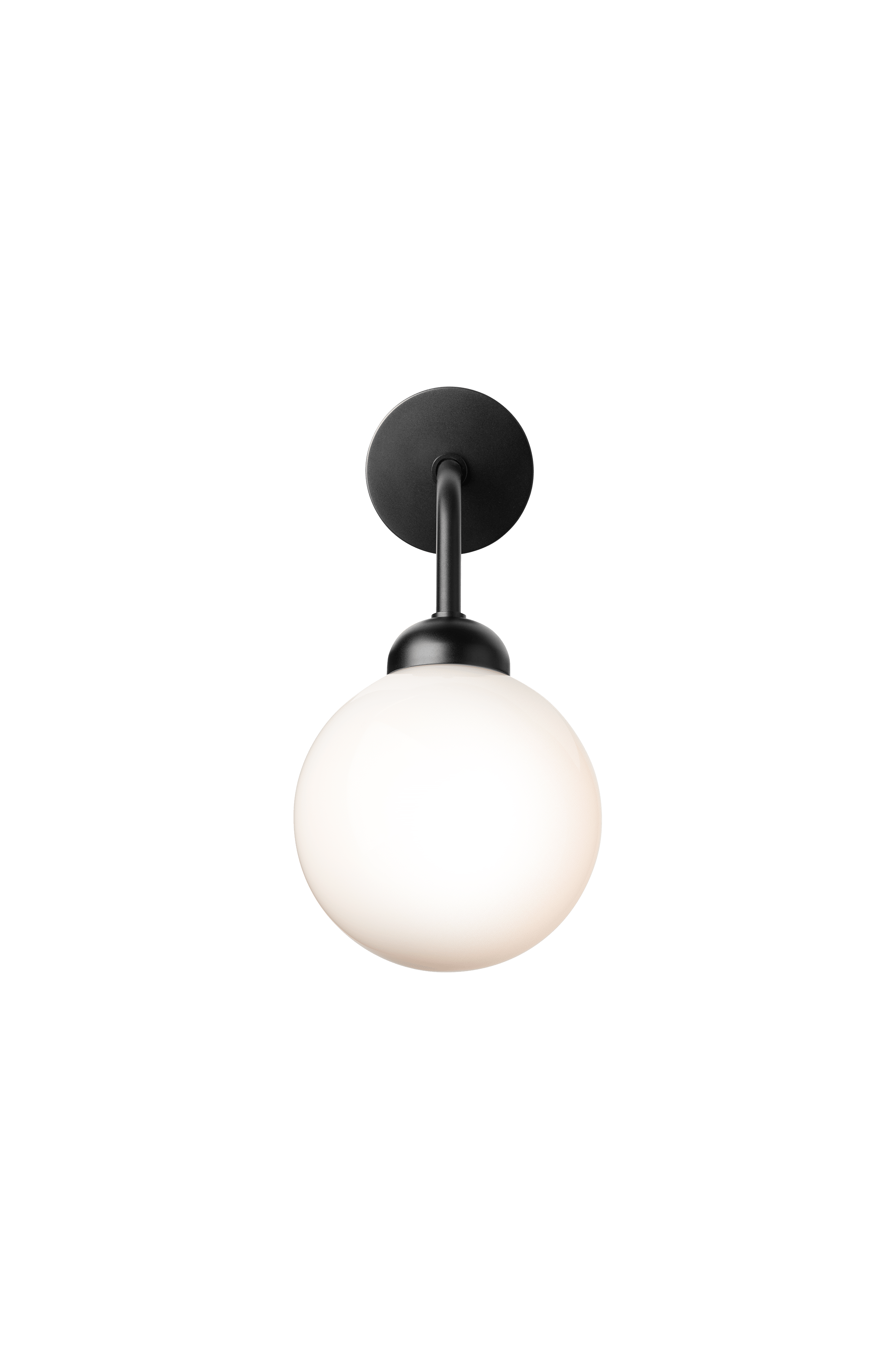 Wandleuchte APIALES schwarz mit opalem Glas